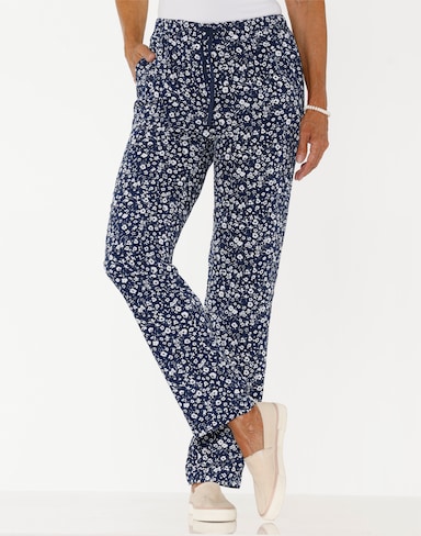 Schlupfhose in pflegeleichter Qualität - marine-weiß-bedruckt