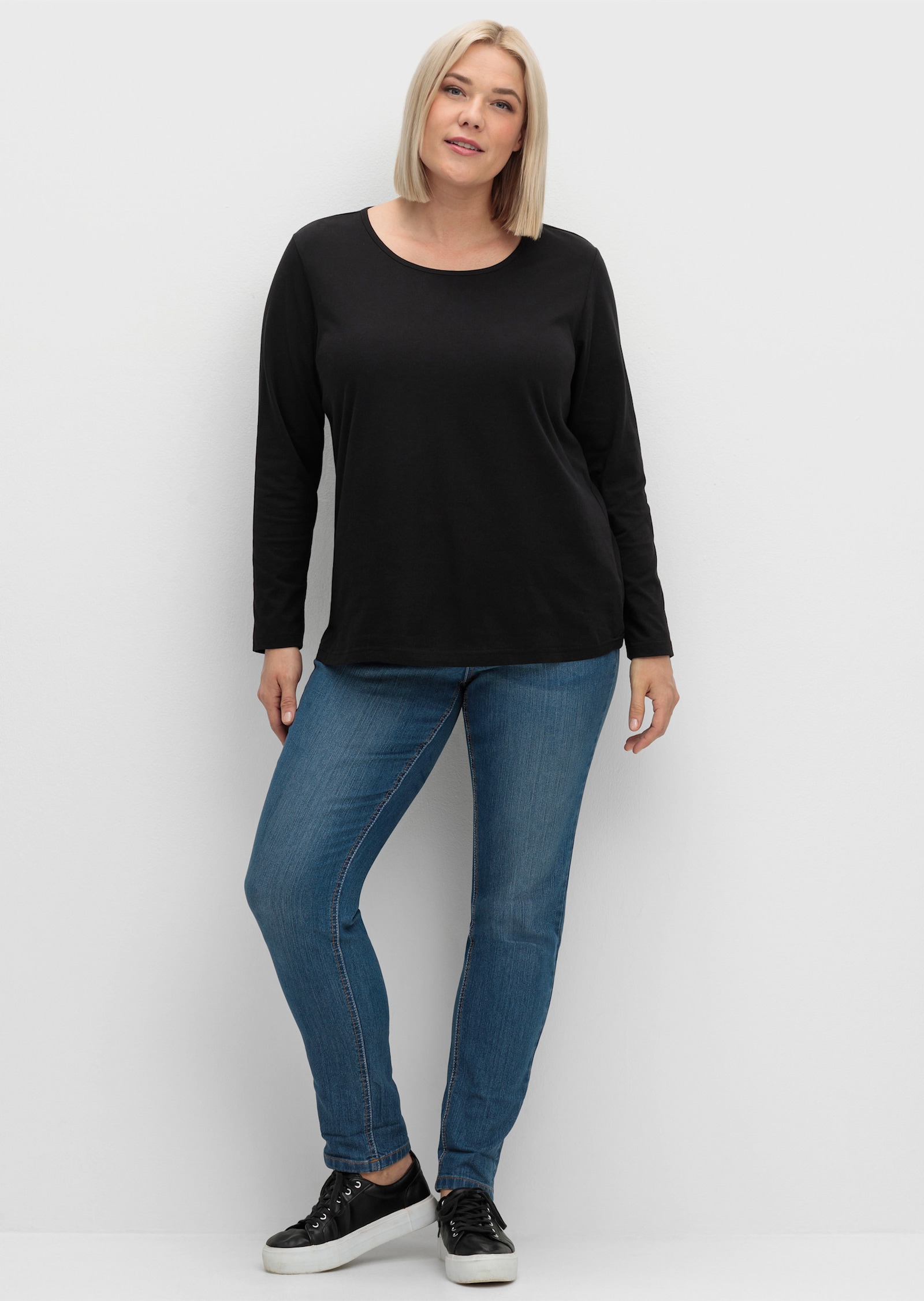 Langarmshirt in reiner Baumwolle - schwarz