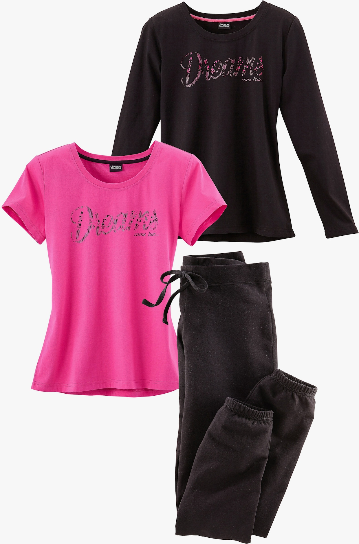 Vivance Dreams Pyjama - pink-schwarz