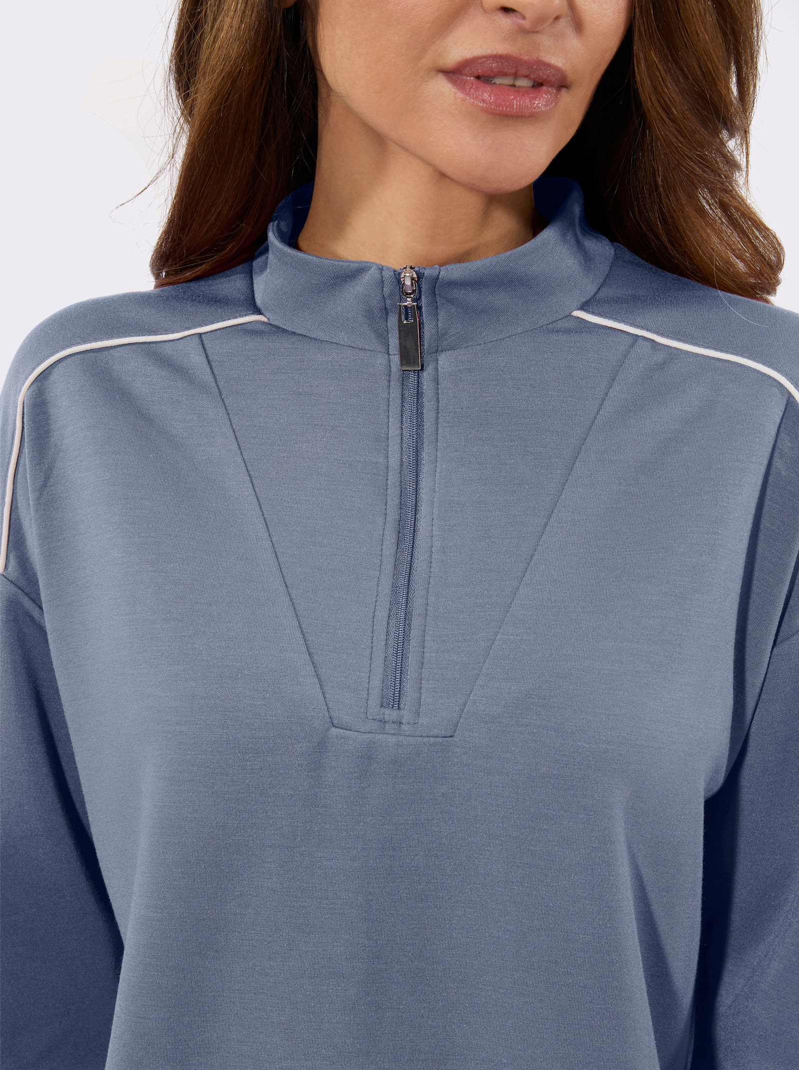 Sweatshirt mit 50% Modal - taubenblau