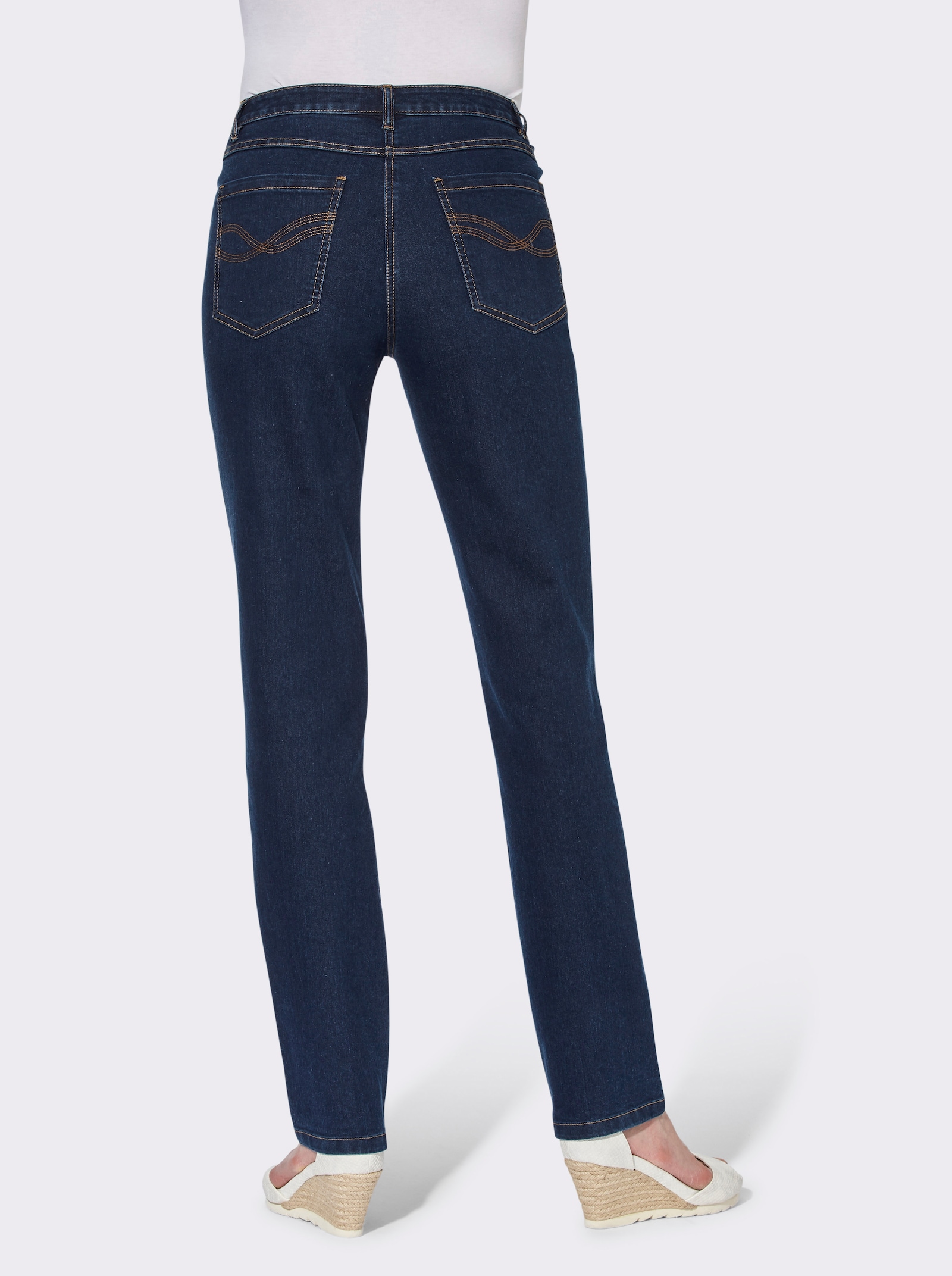 Dräktjeans med broderi - dark blue