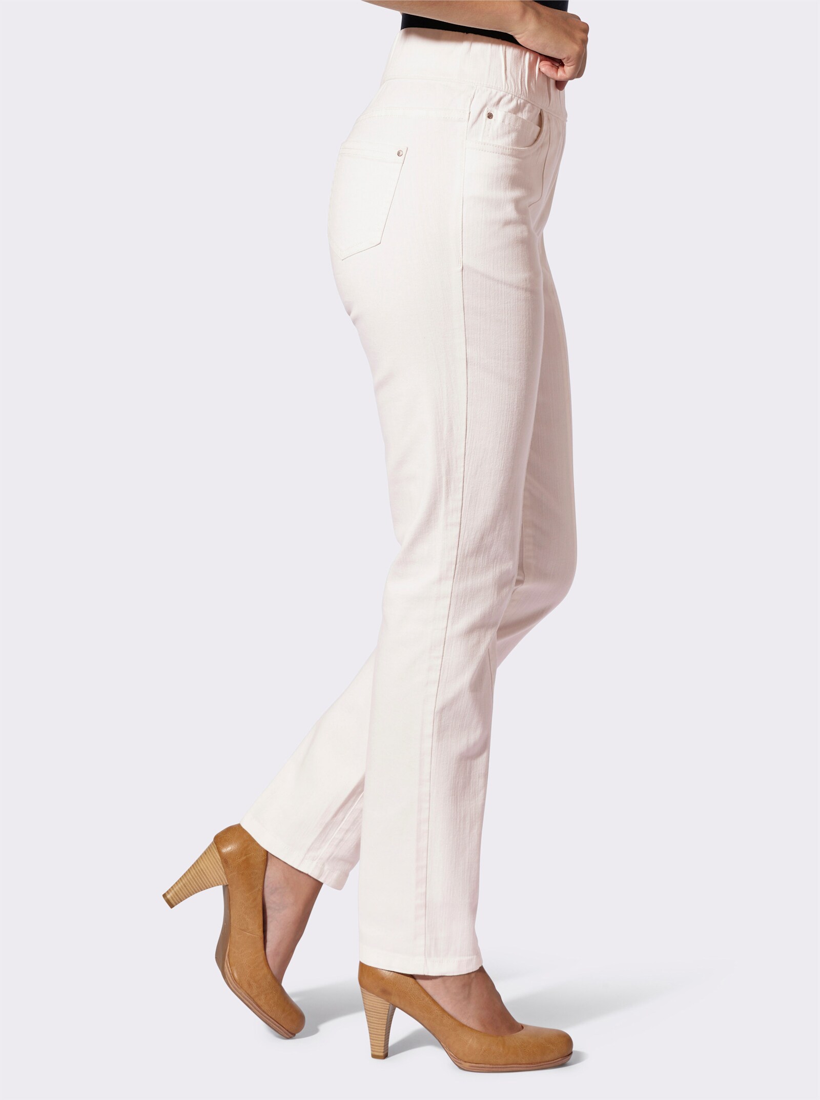 Comfortjeans in 5-pocketsmodel - ecru