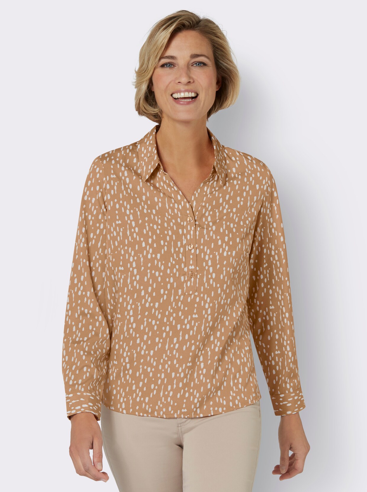 Blouse met print - camel geprint