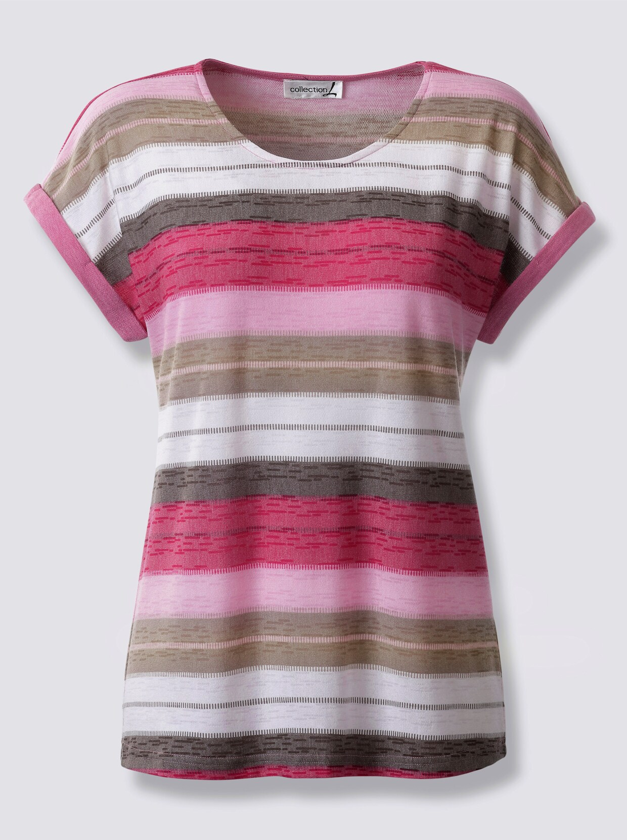 Kurzarmshirt - fuchsia-gestreift