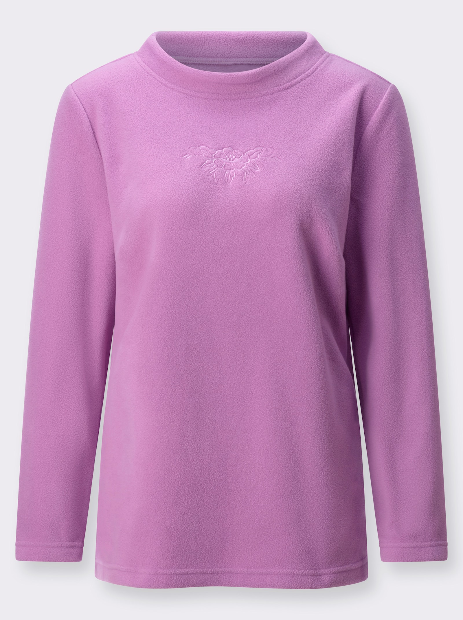 Fleeceshirt mit ton-in-ton-farbiger Stickerei - orchidee