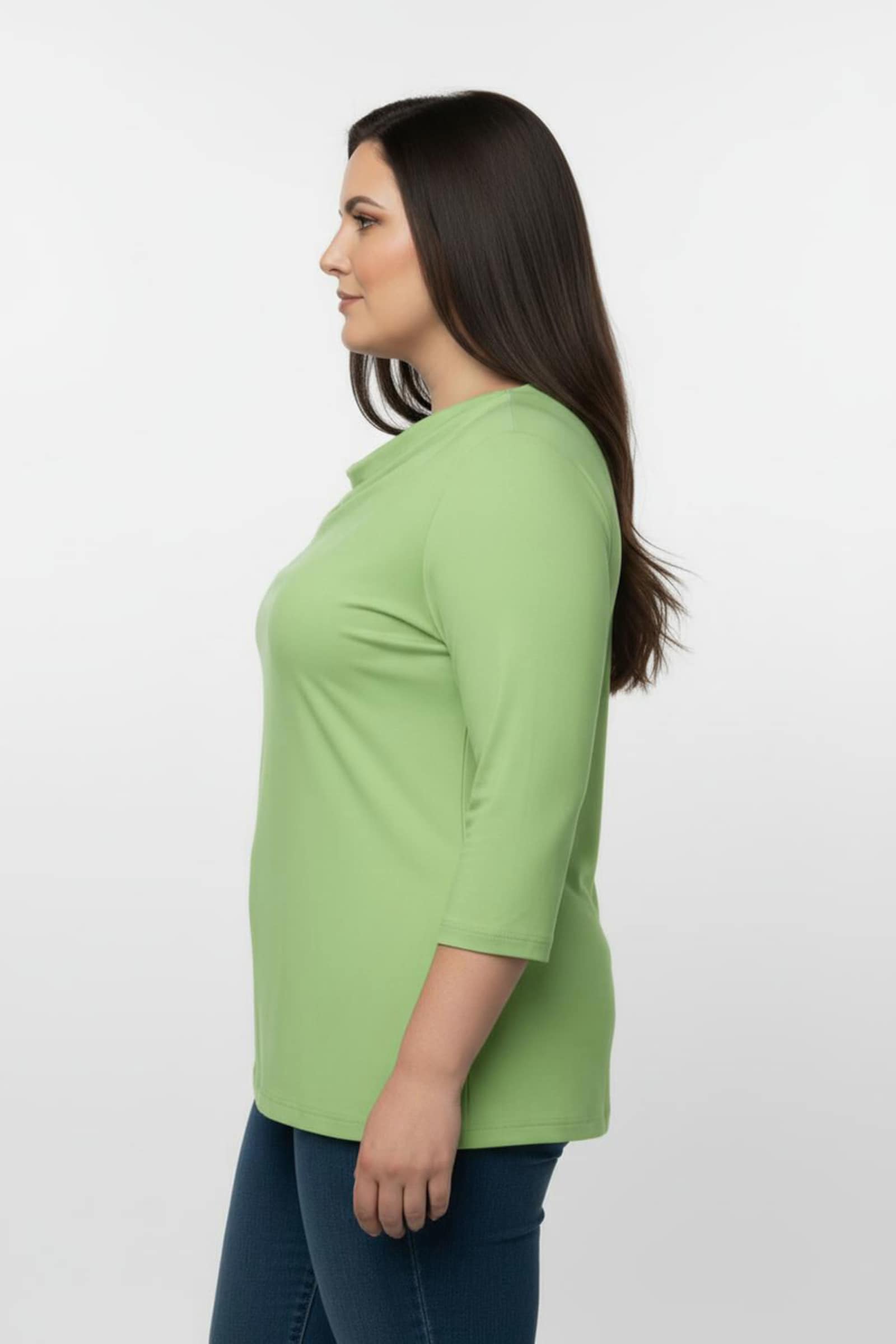 Wasserfallshirt mit 3/4-langen Ärmeln - reseda