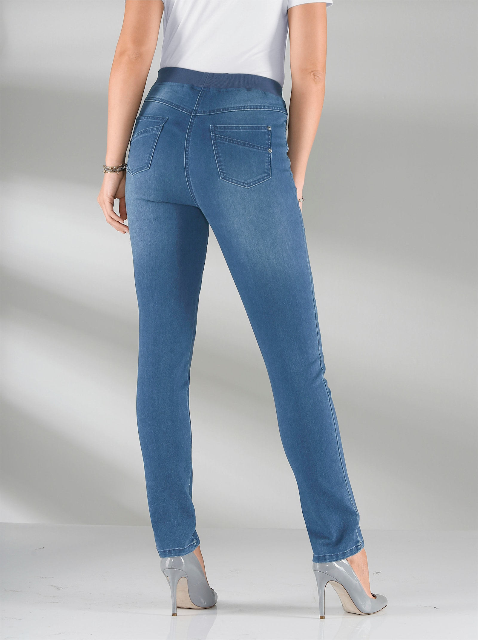Comfortjeans met geribde comfortband van tricot - blue-bleached