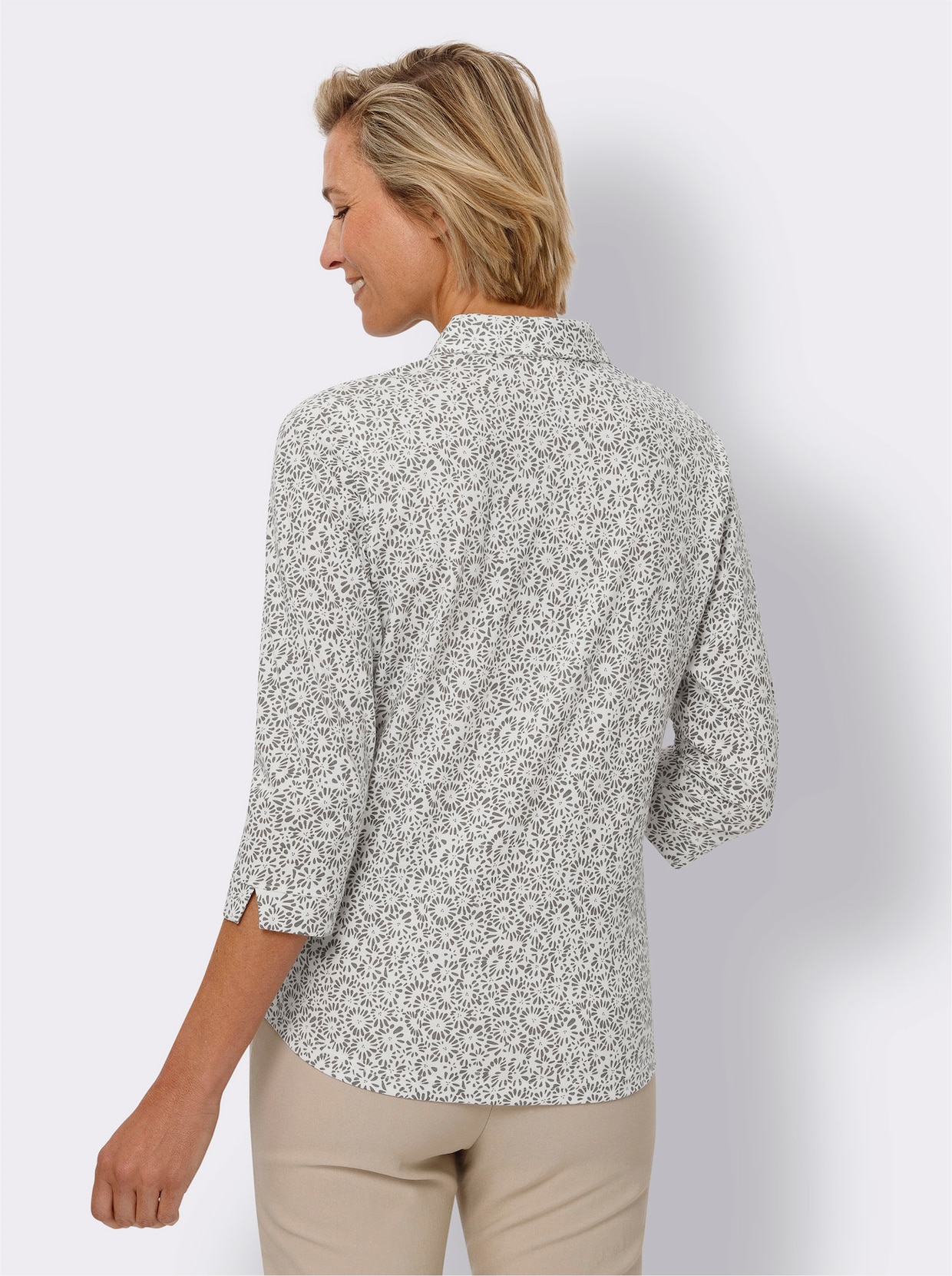 Blouse met print - ecru/grijs bedrukt
