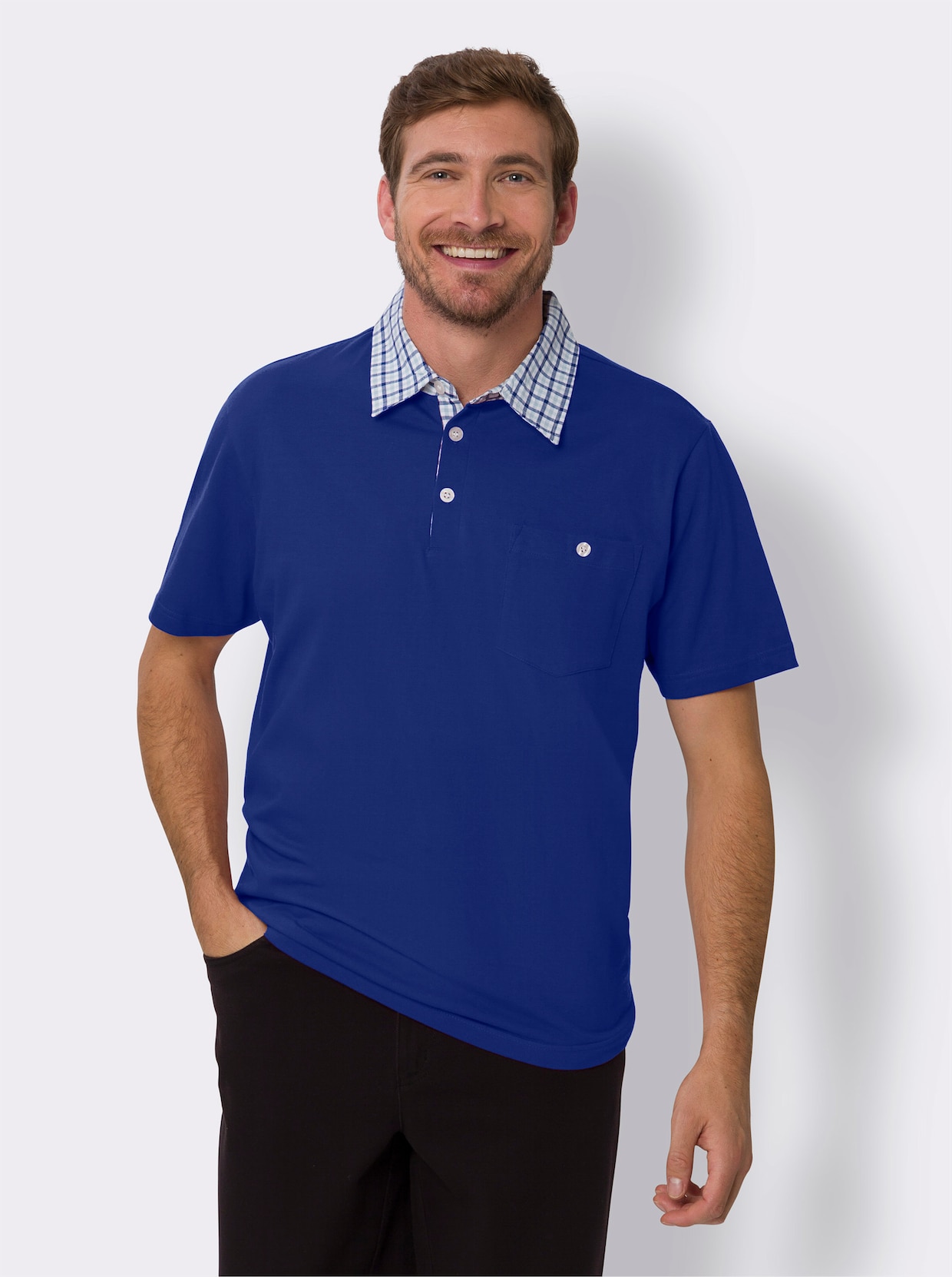 Kurzarm-Poloshirt - royalblau