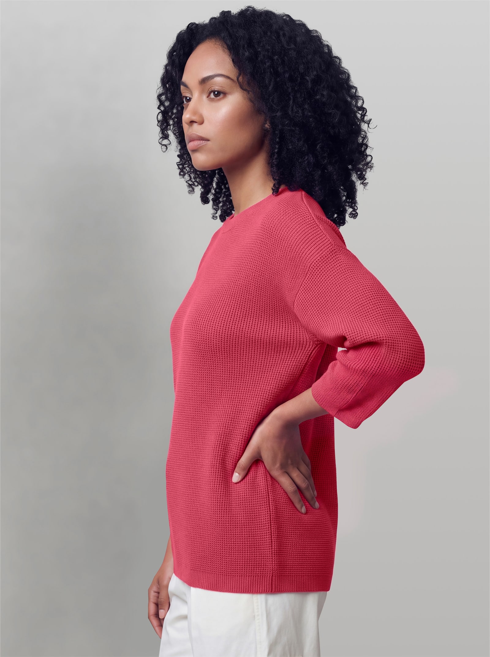 heine 3/4-Arm-Pullover mit Rippenbündchen - fuchsia