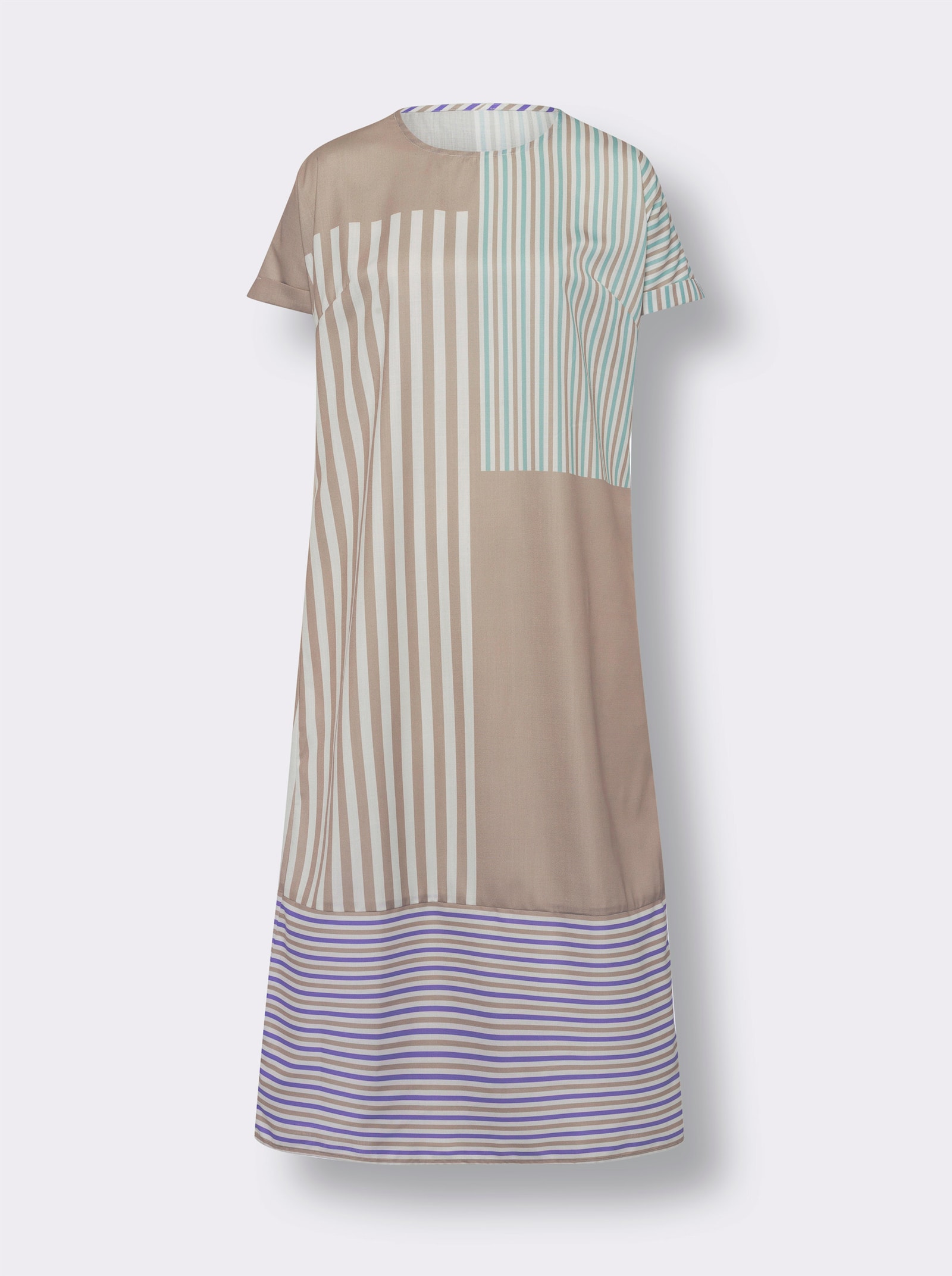 A-Linien-Kleid in Leinen-Optik - ecru-beige-bedruckt