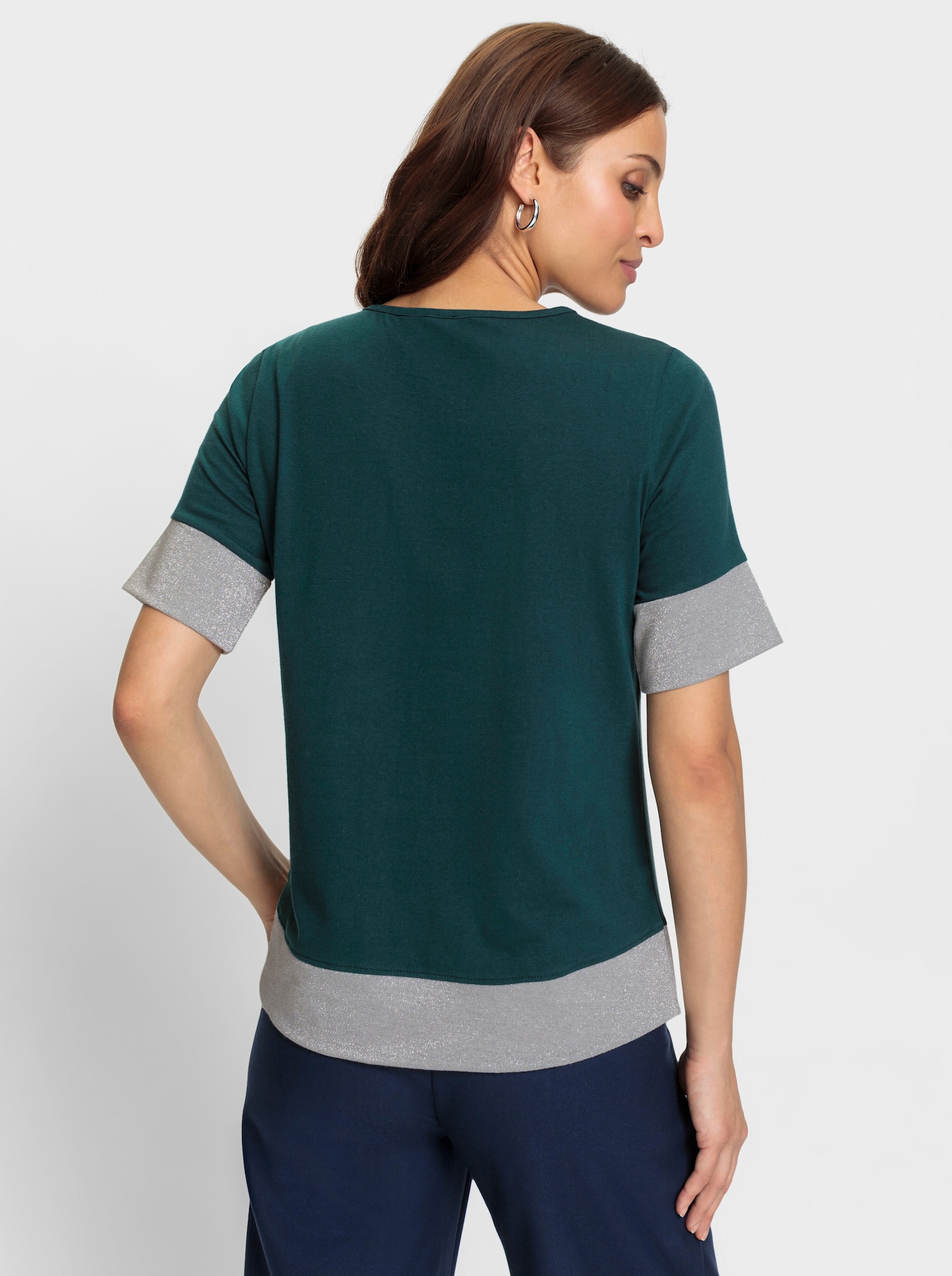 Shirt met glinsterende biezen - petrol