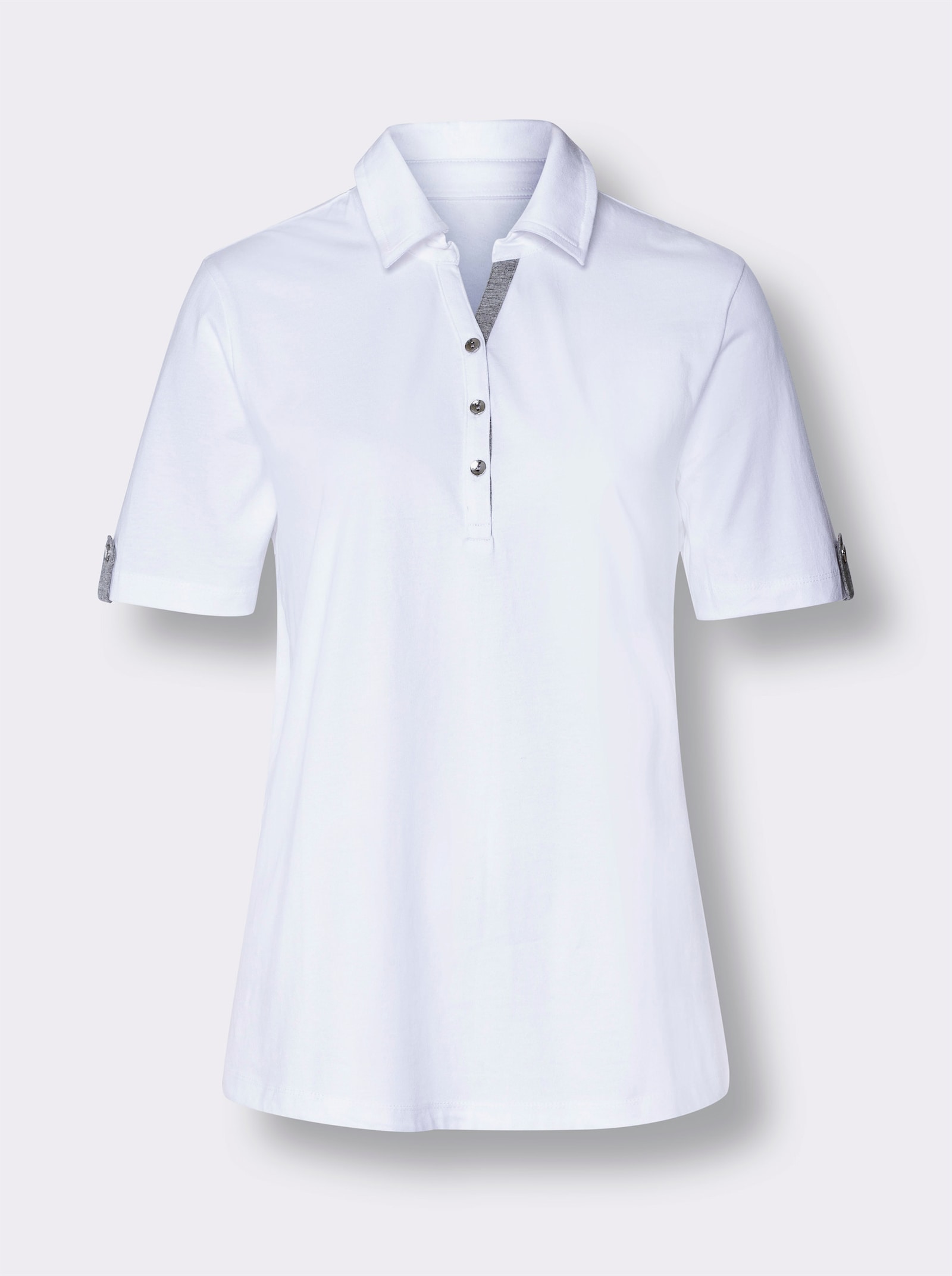 Poloshirt met contrasten - ecru