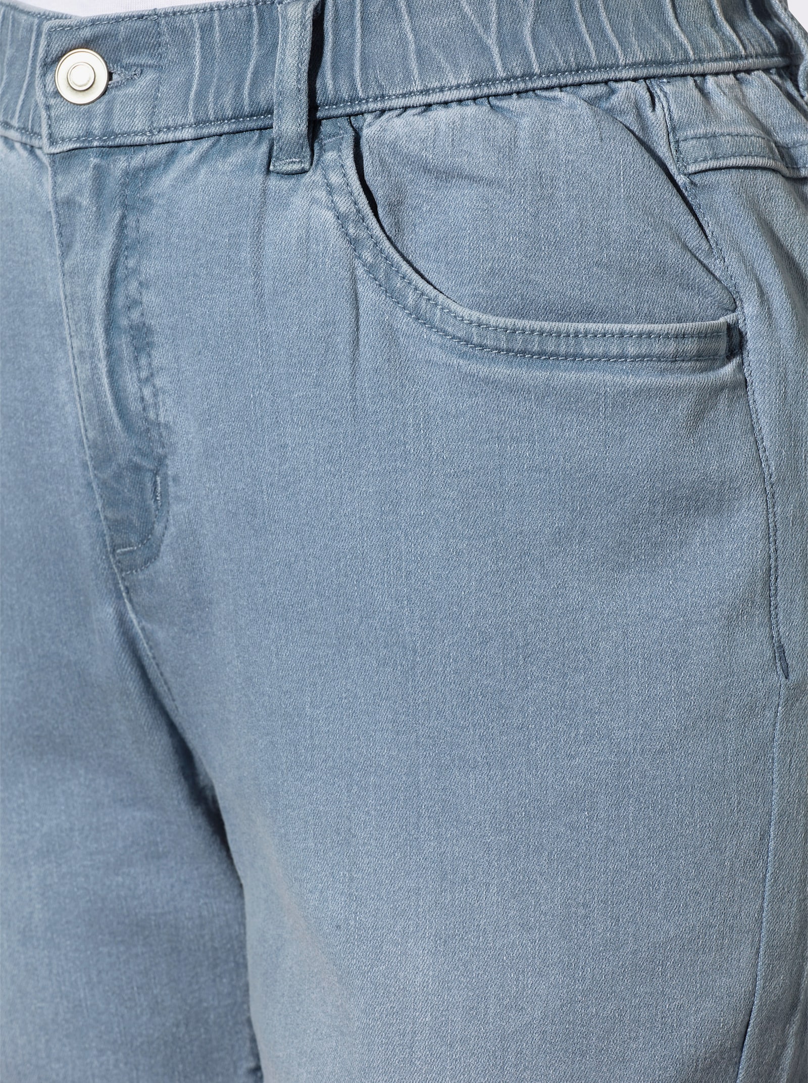 Jeans mit weitem Bein und Schlitz - blue-bleached