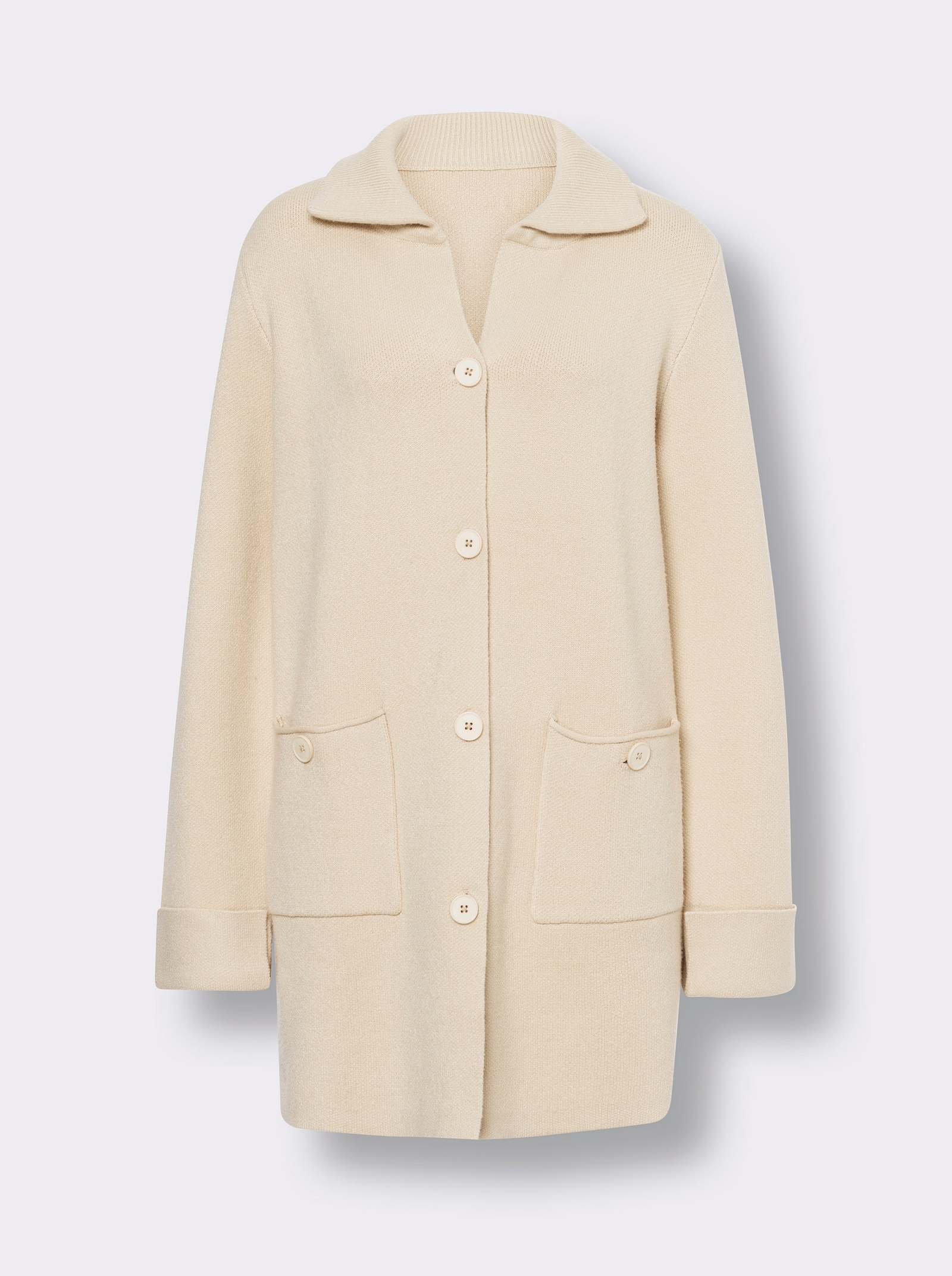 heine Longstrickjacke mit Taschen - sand