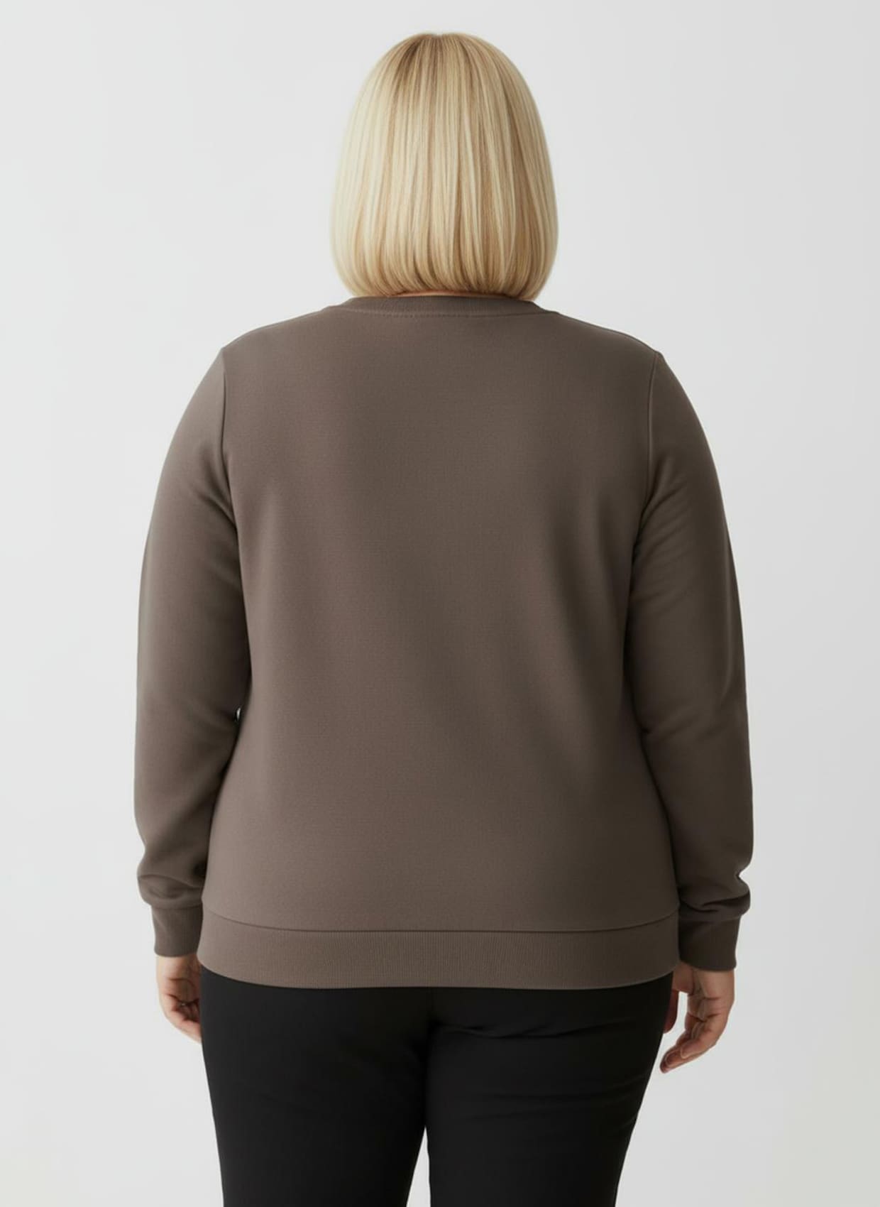 Sweatshirt mit Rippbündchen - dunkeltaupe
