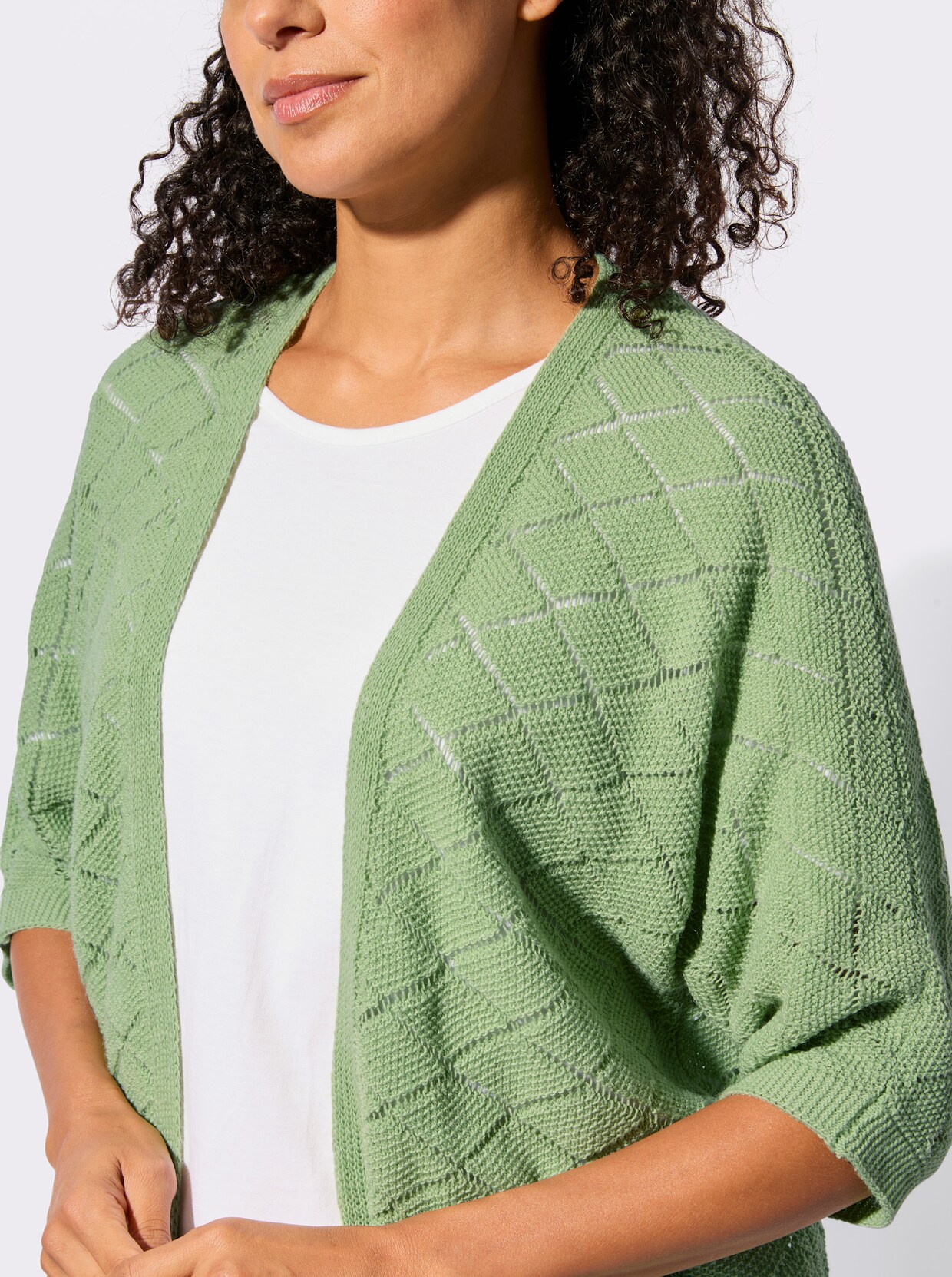 Ajourstrickjacke - eucalyptus
