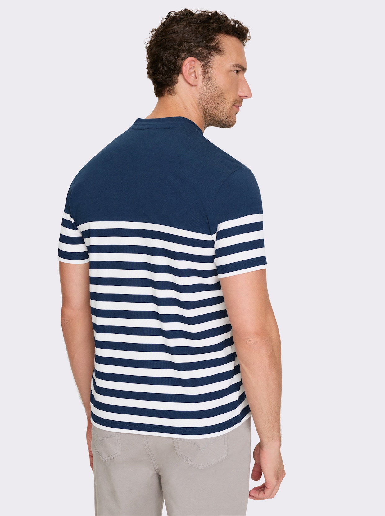 Catamaran Kurzarmshirt - dunkelblau-weiß-gestreift