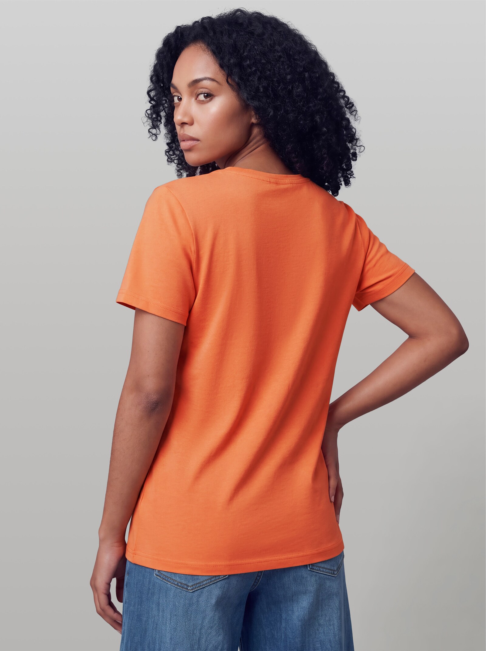 heine Kurzarmshirt mit Schriftzug - orange