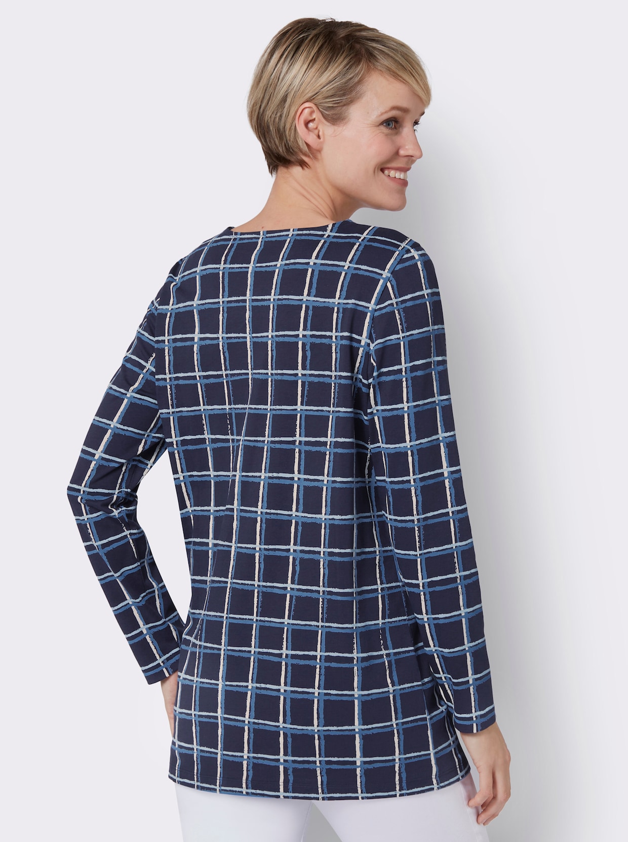 Longshirt - nachtblau-mittelblau-kariert