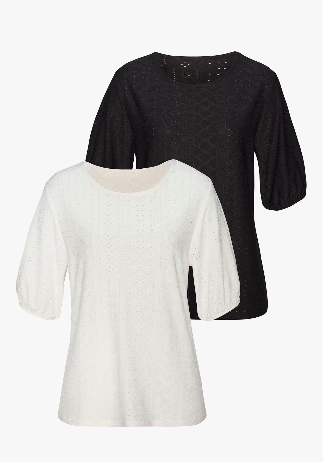 Vivance Shirt met korte mouwen - crème, zwart