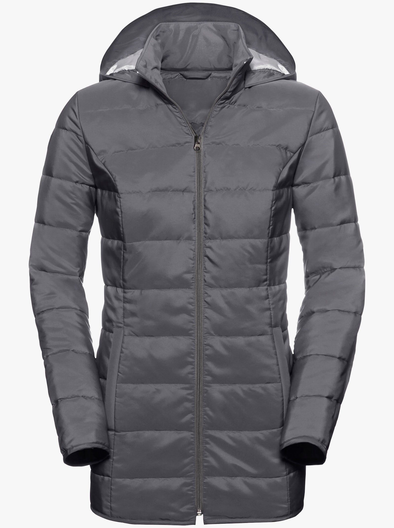 Prošívaná bunda s kapucí, hřejivá - šedá