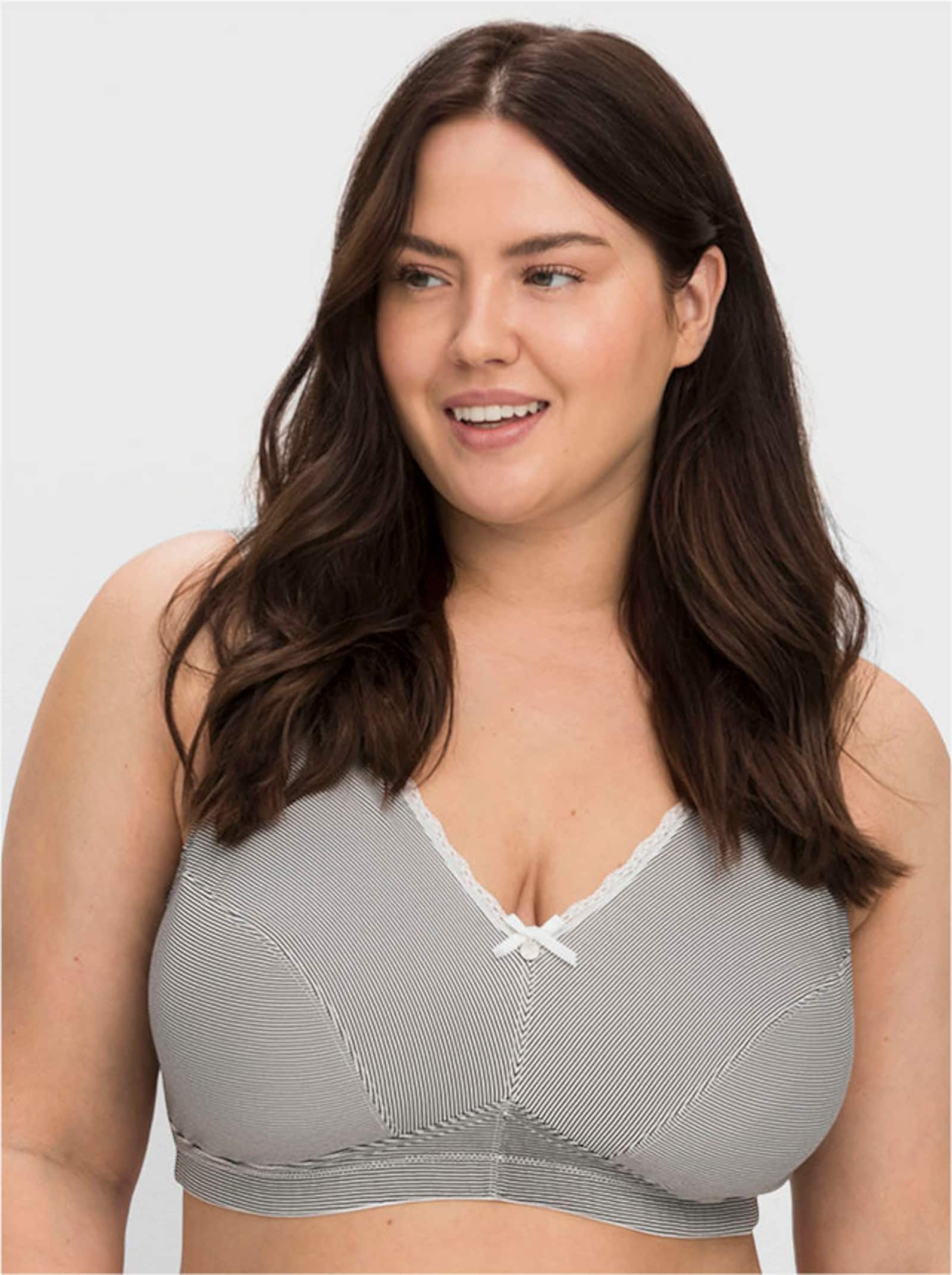 sheego BH ohne Bügel im Doppelpack - anthrazit + weiß