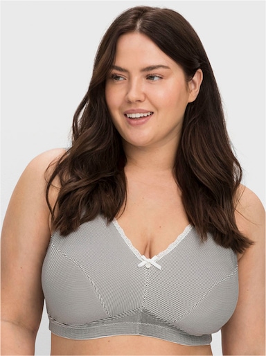 sheego Beha zonder beugel in set van 2 - antraciet + wit