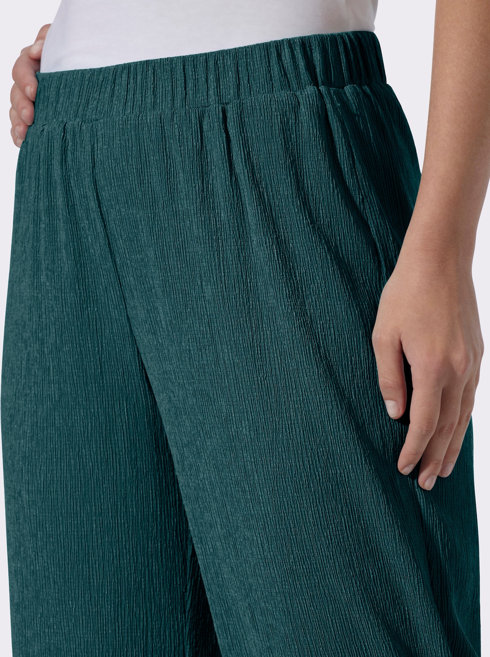 Comfortblouse van crinklemateriaal - petrol