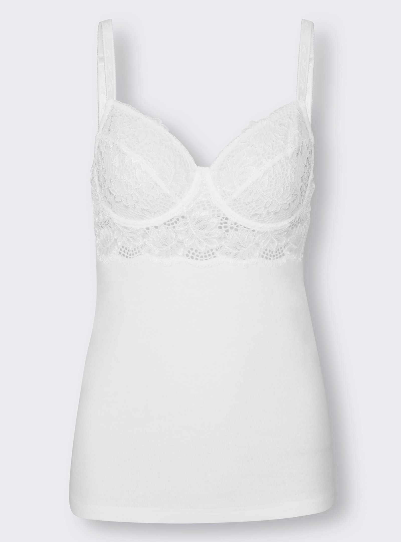 Nina von C. Podprsenkové tílko s úzkými ozdobnými ramínky - bílá