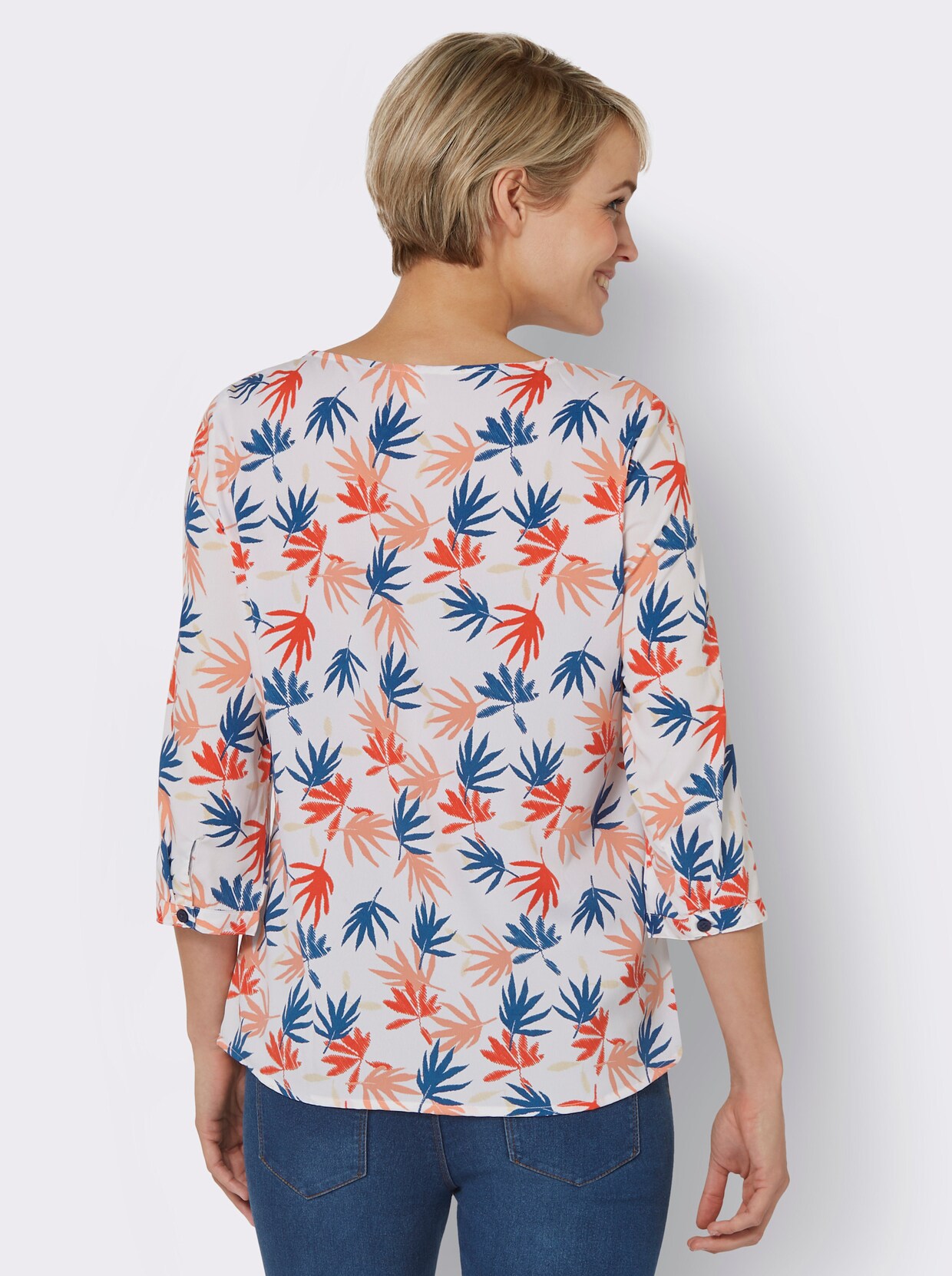 Comfortabele blouse - wit geprint