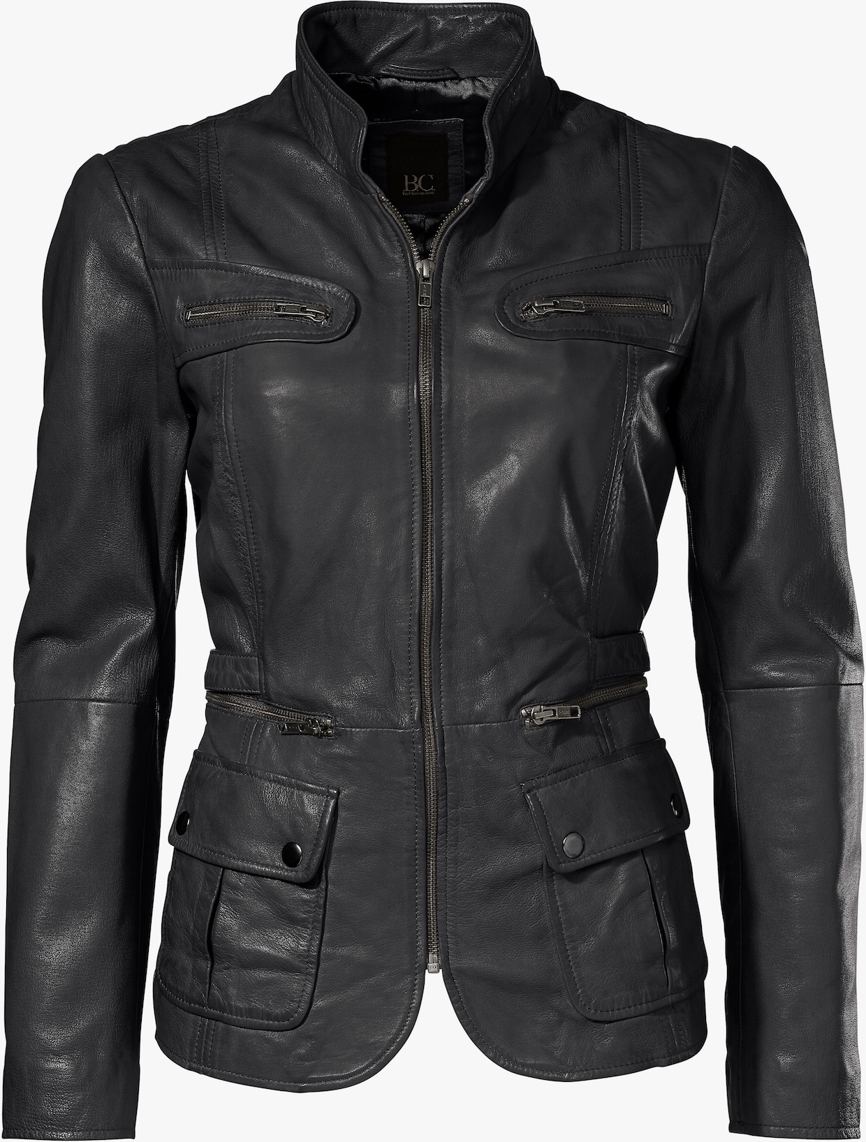 heine Leder-Jacke - schwarz