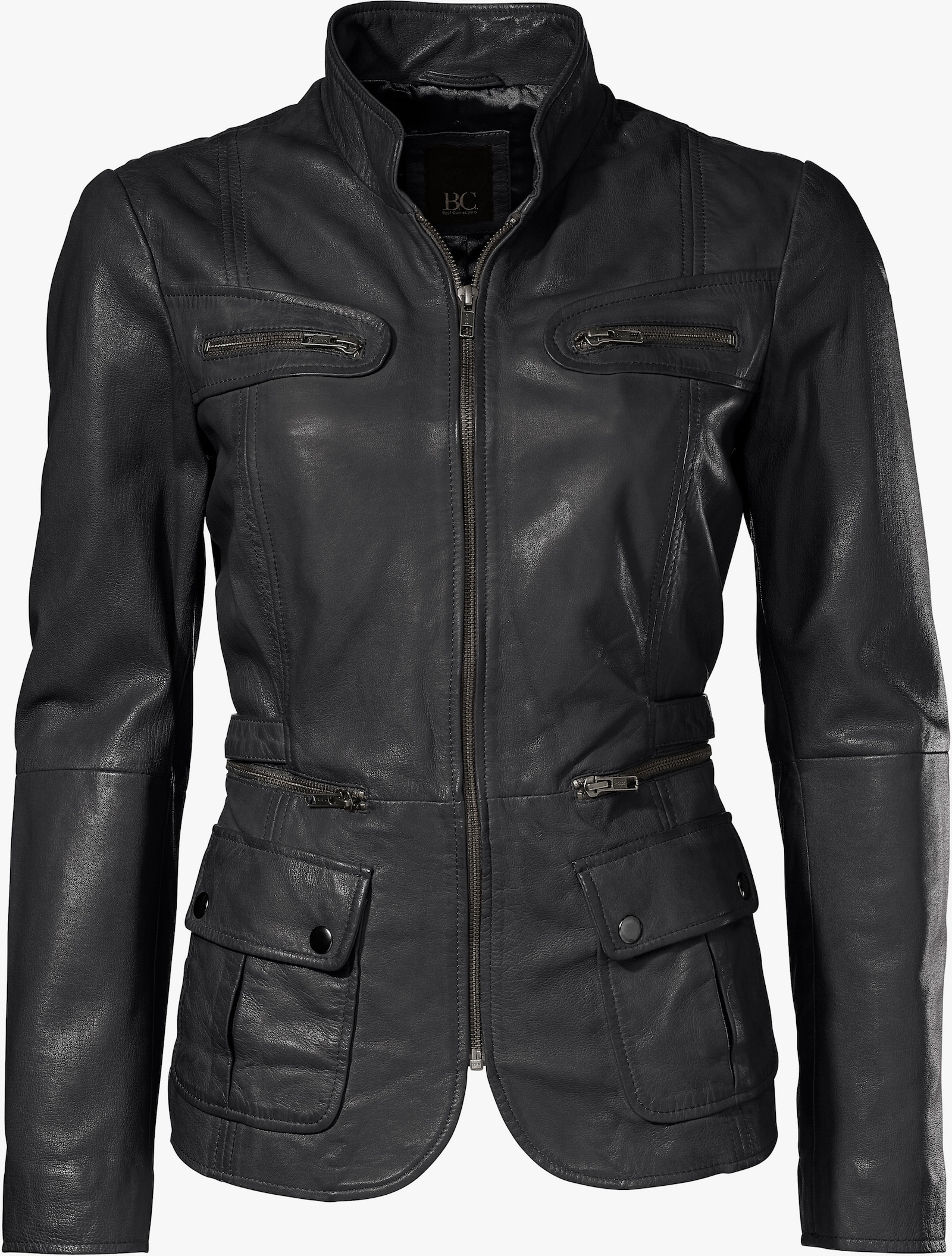 heine Leren jack in used-look - zwart