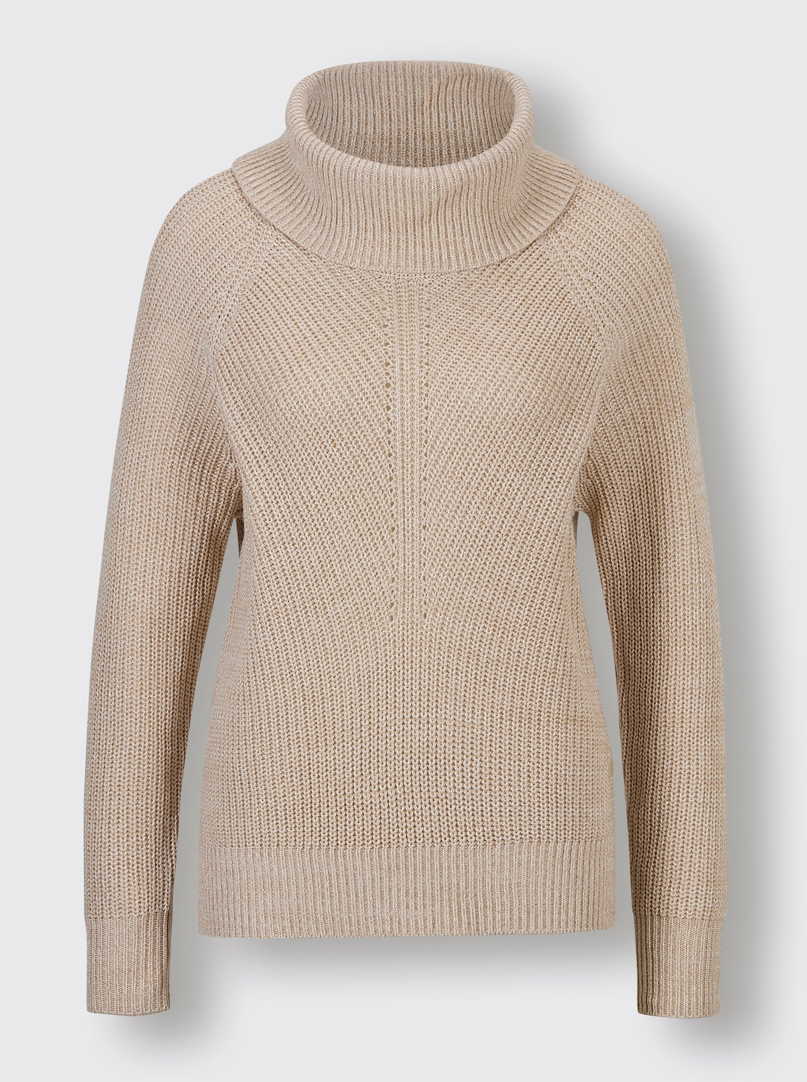 CREATION L PREMIUM Rollkragenpullover mit Raglan-Ärmel - beige-champagner-meliert