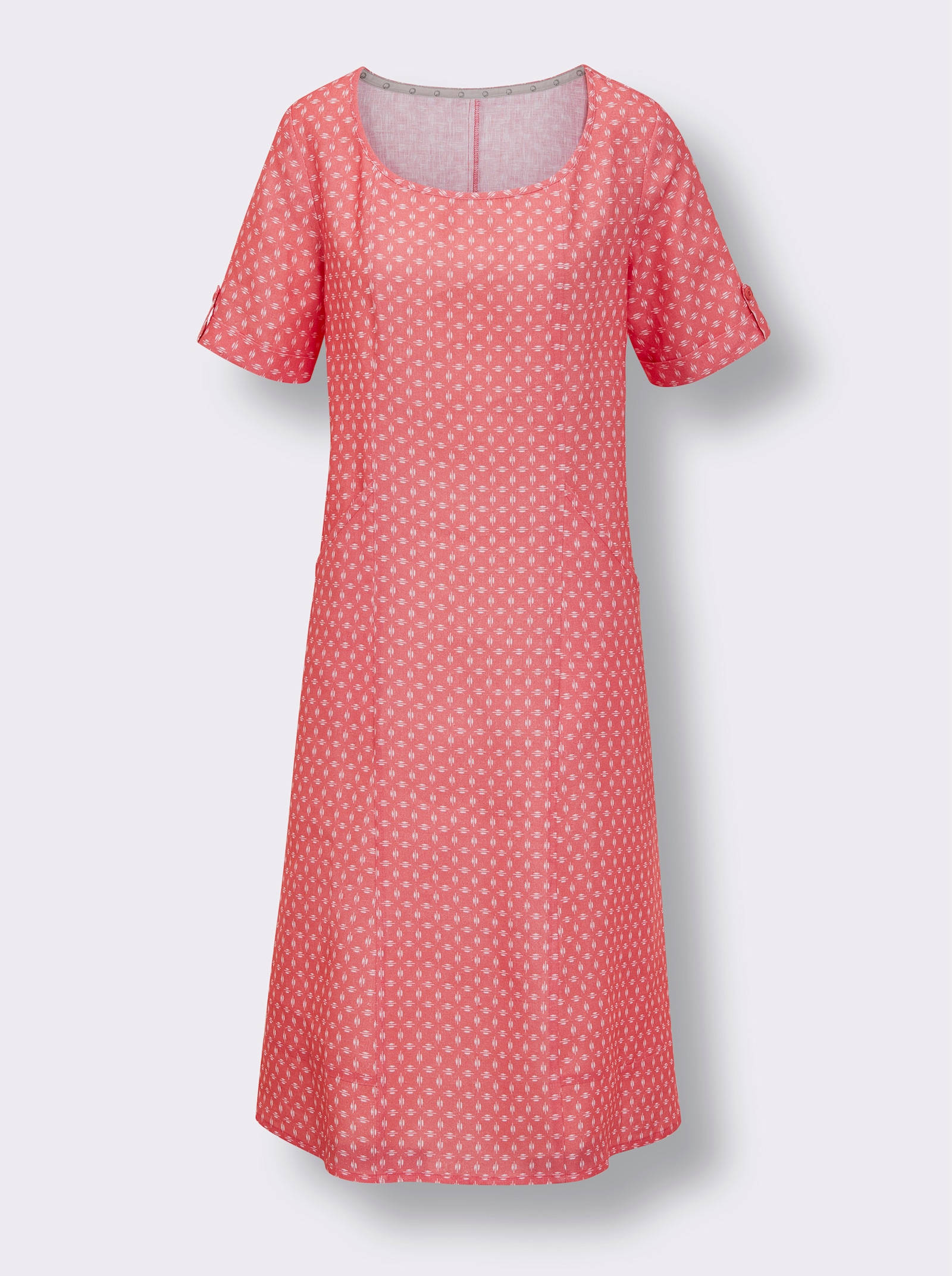 CREATION L PREMIUM Jurk in A-lijn van linnen - koraal/wit geprint