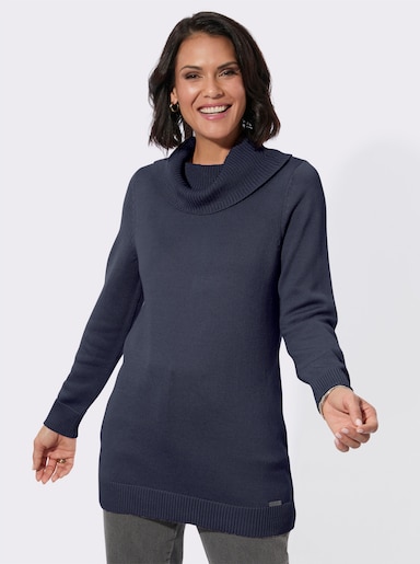 Longpullover mit halsfernem Rollkragen - marine