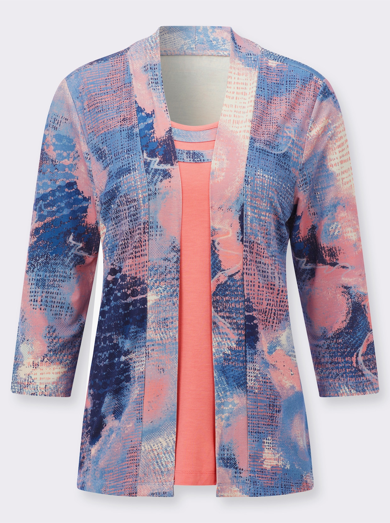 2-in-1-Shirt - marine-flamingo-bedruckt