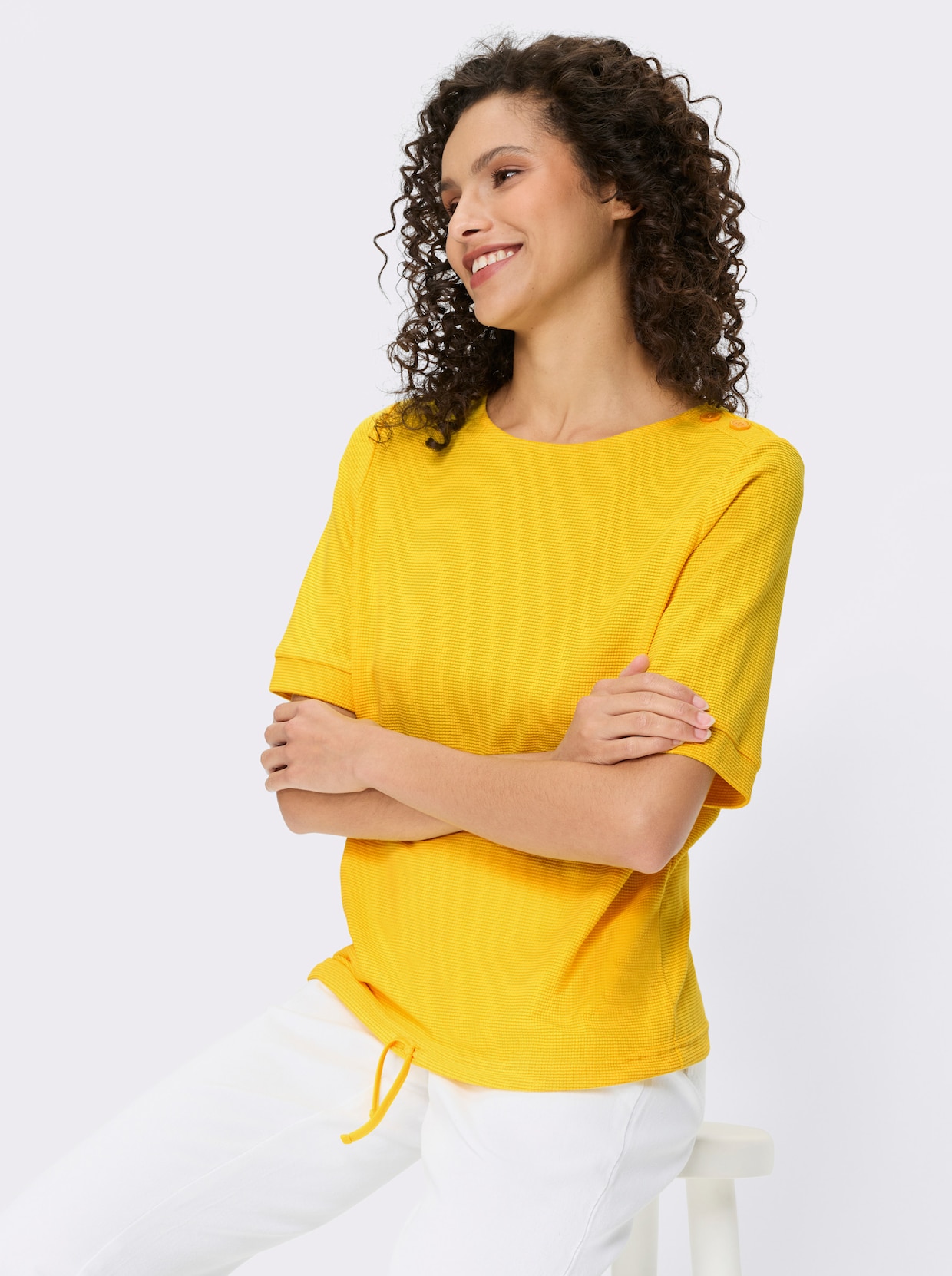 heine Kurzarmshirt aus Strukturware - sonnengelb