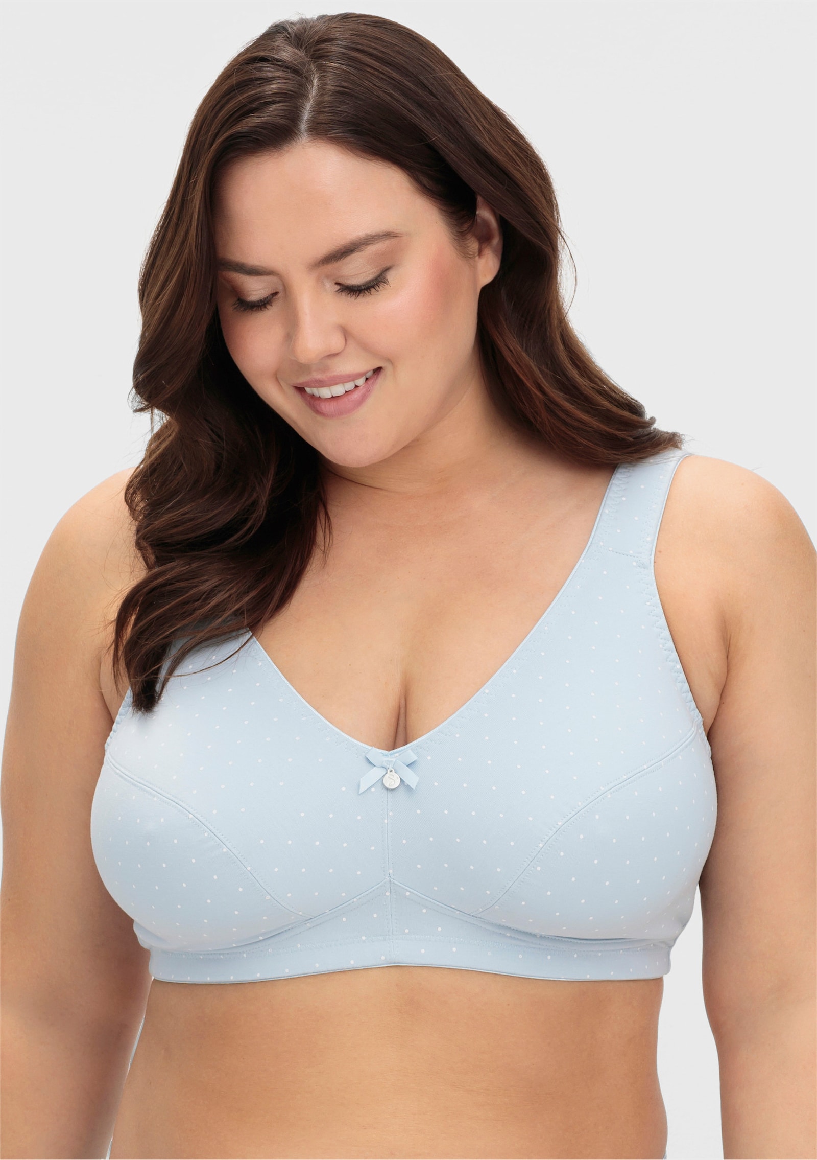 sheego Entlastungs-BH ohne Bügel im Doppelpack - hellblau+weiss