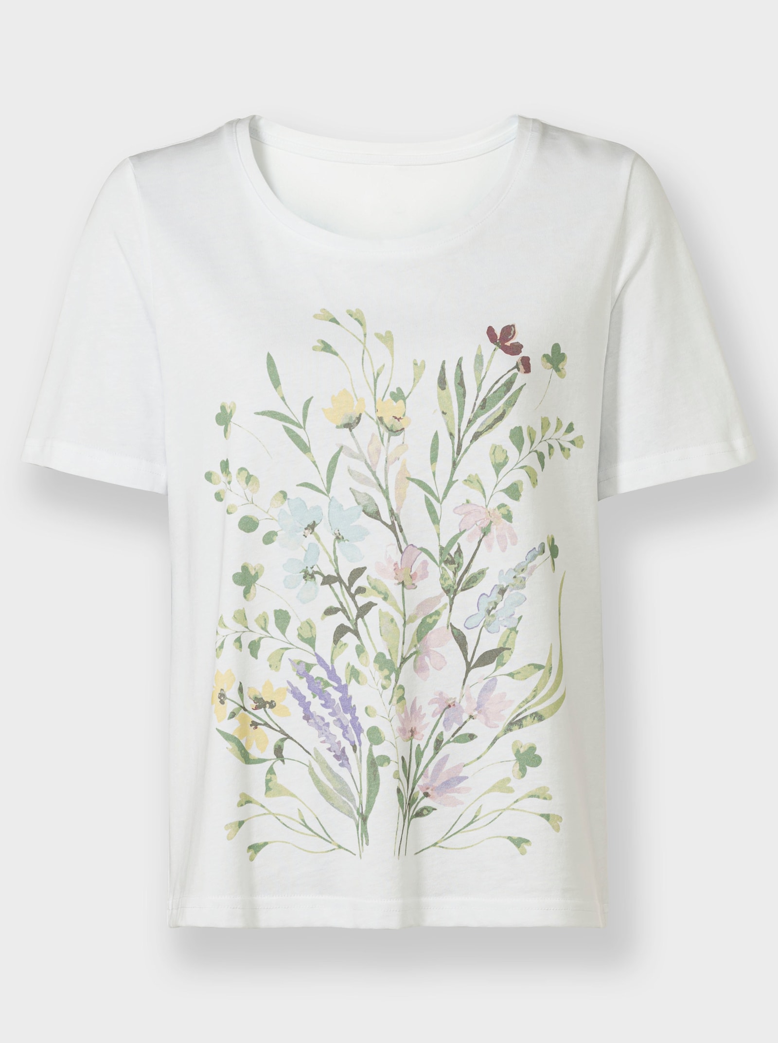 Shirt met korte mouwen en boeketprint - ecru geprint