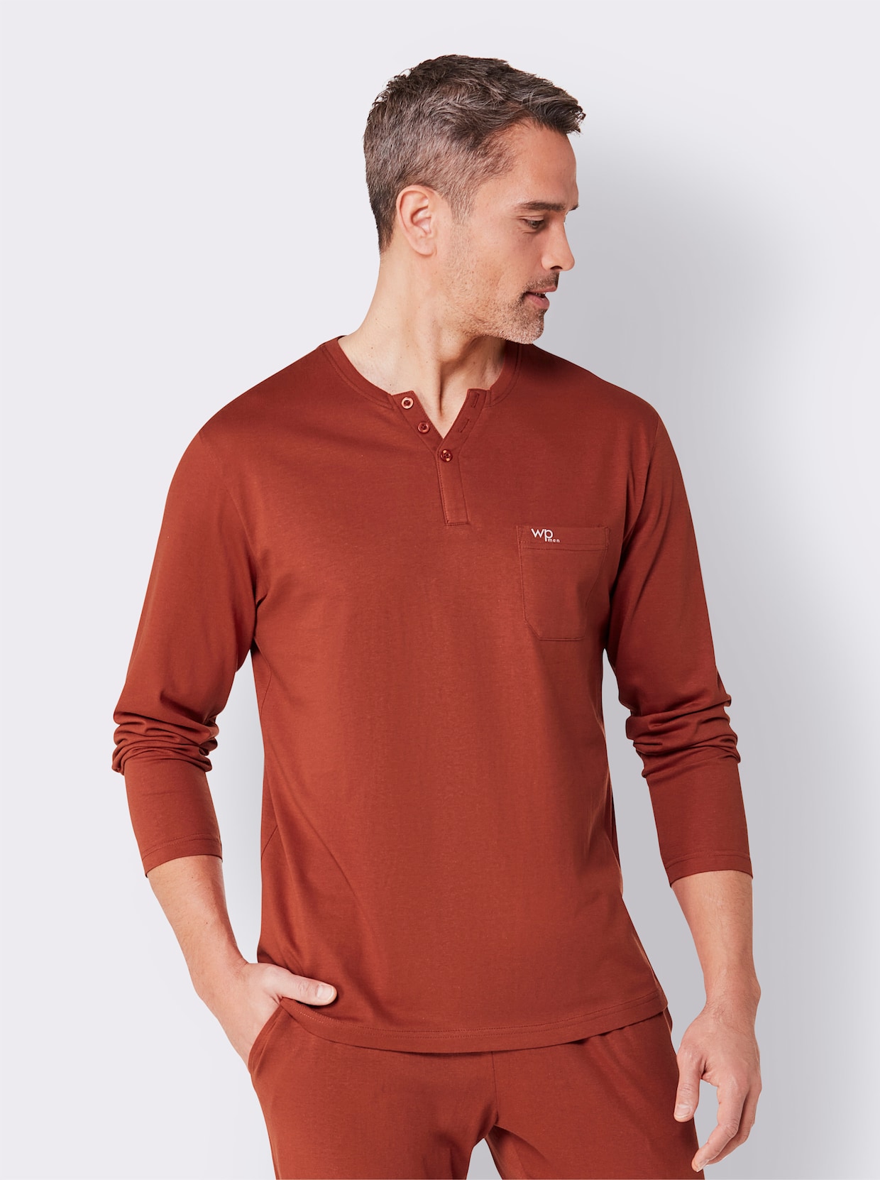 wäschepur men Pyjama-Shirt - roestrood