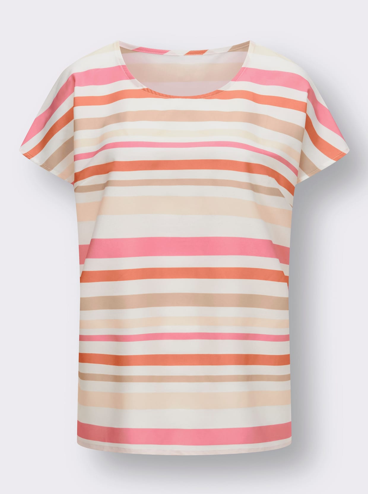 Blouse m. korte mouwen - ecru/papaja gestreept