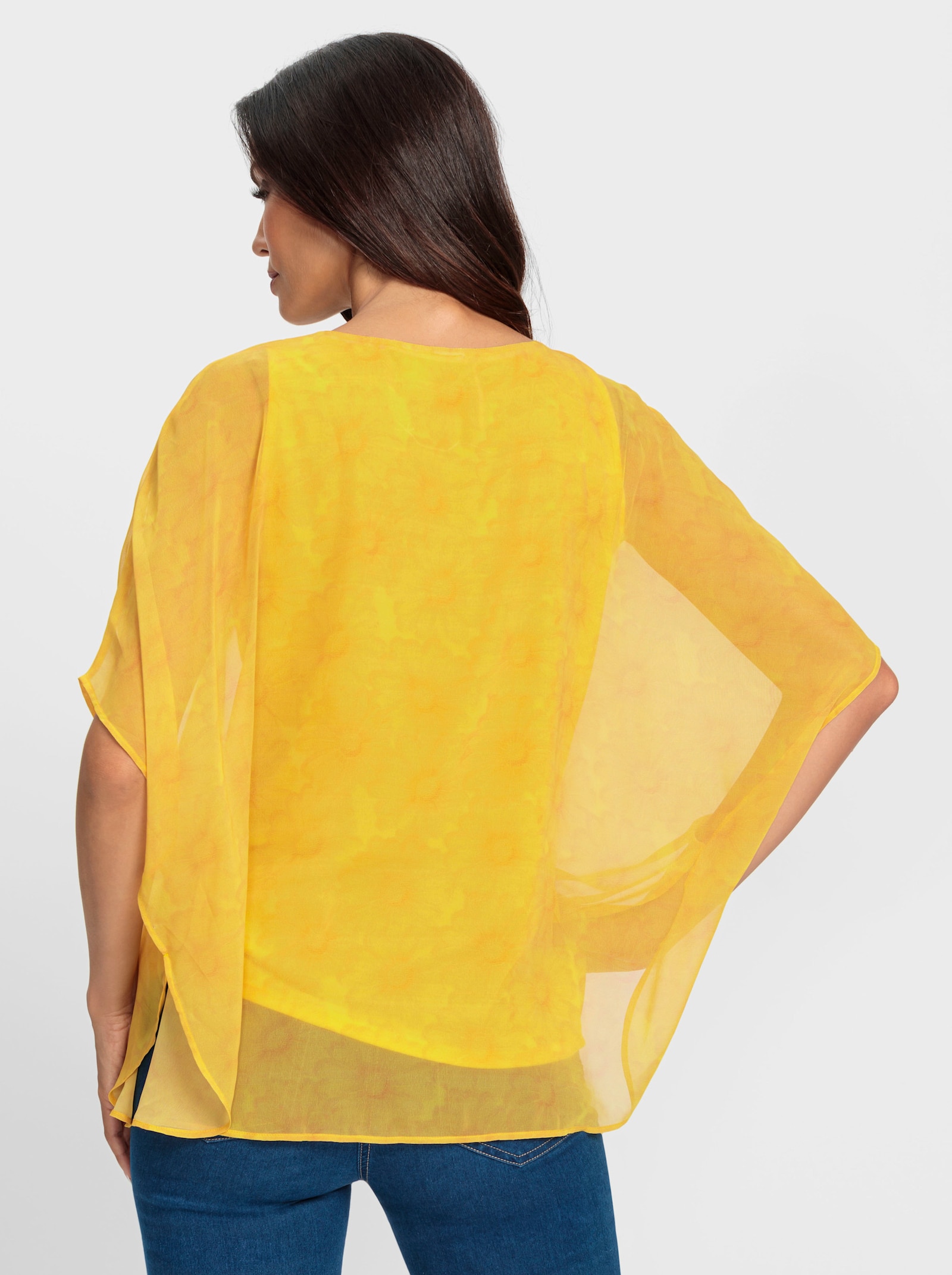 heine Druckbluse mit Fledermaus-Ärmeln - sonnengelb-bedruckt