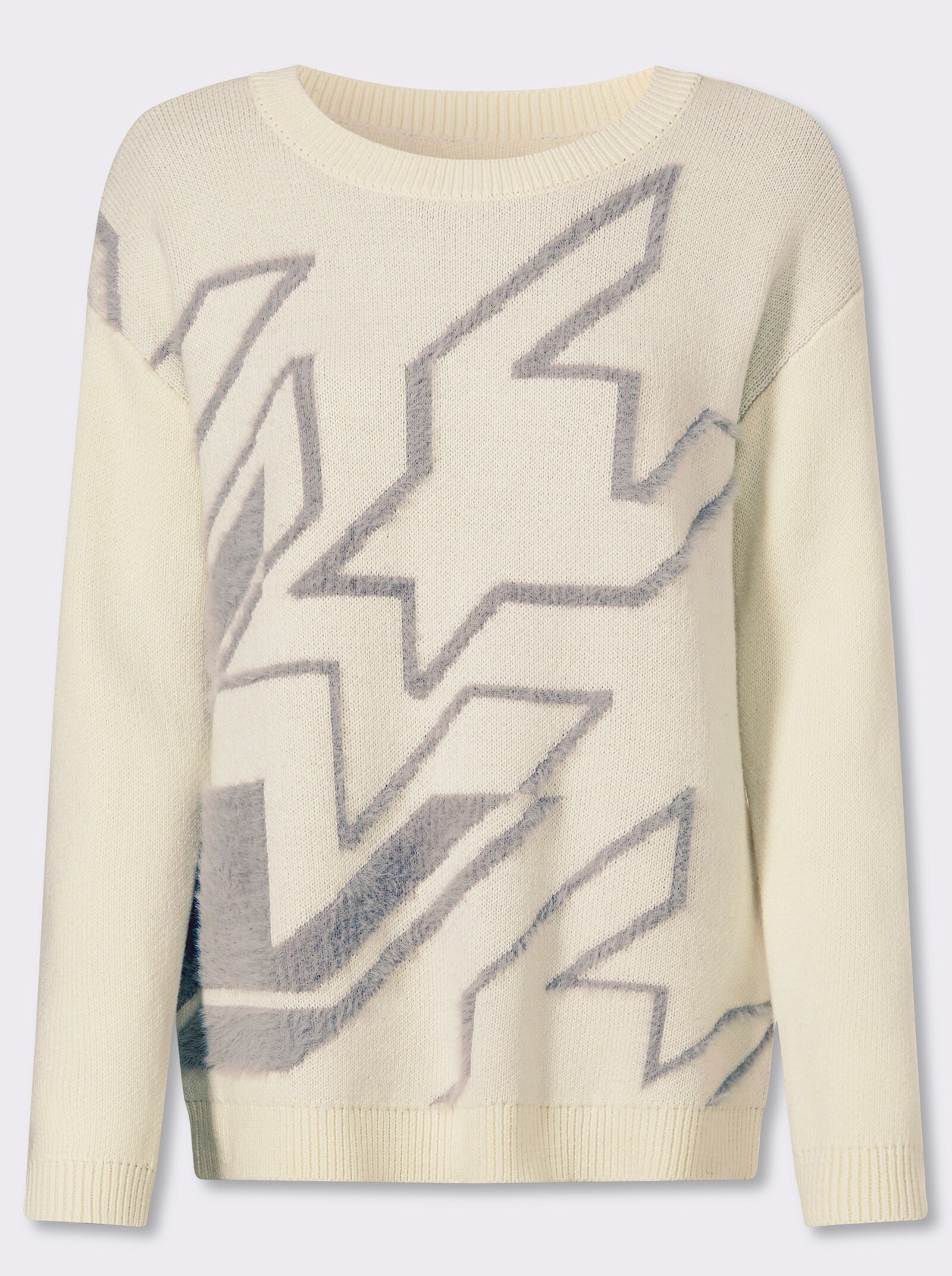 heine Langarm-Pullover Mit Flauschgarn - steingrau-champagner-gemustert