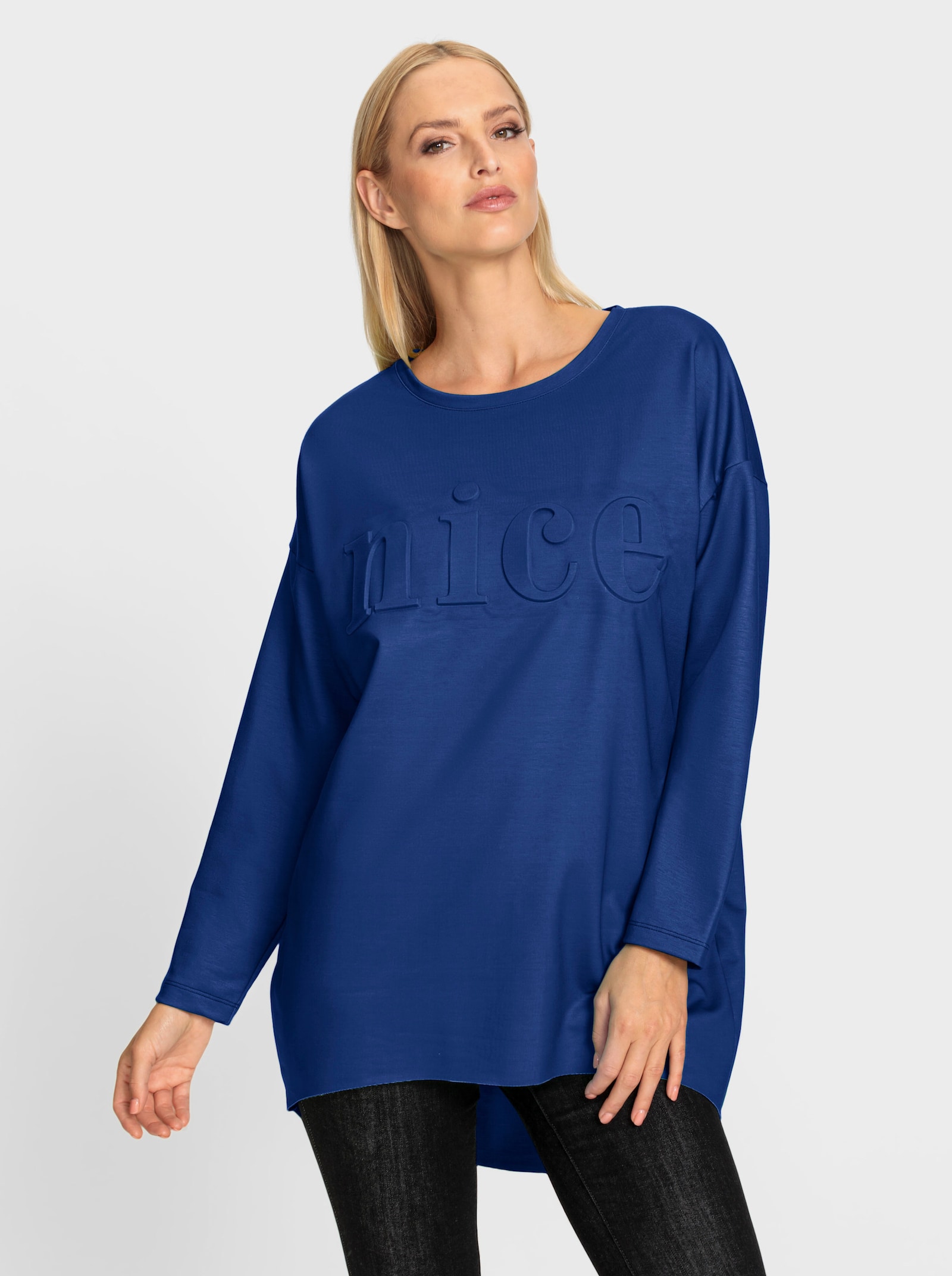heine Longshirt mit Prägung - royalblau