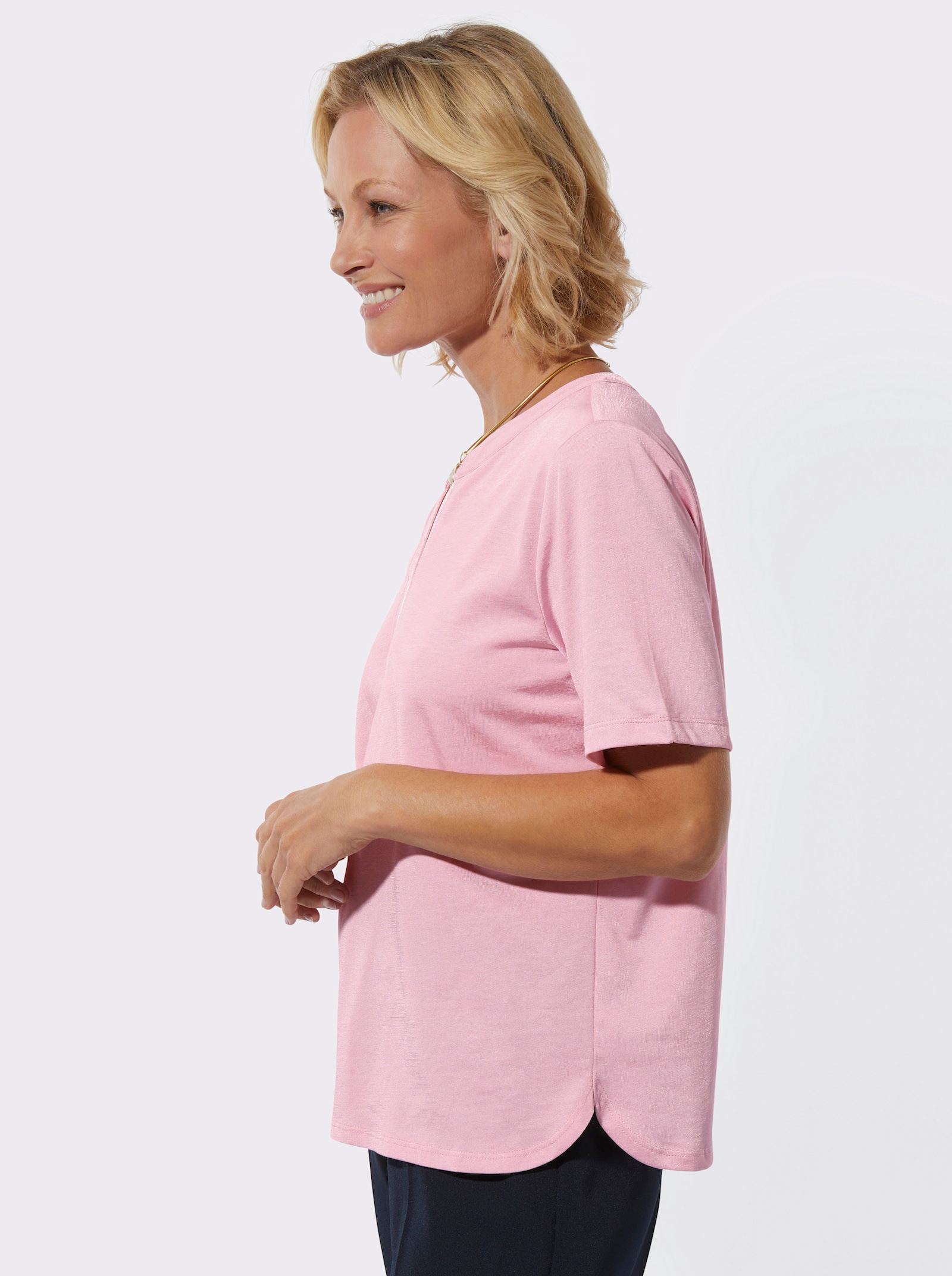 Kurzarmshirt in formstabiler Jersey-Qualität - rosé