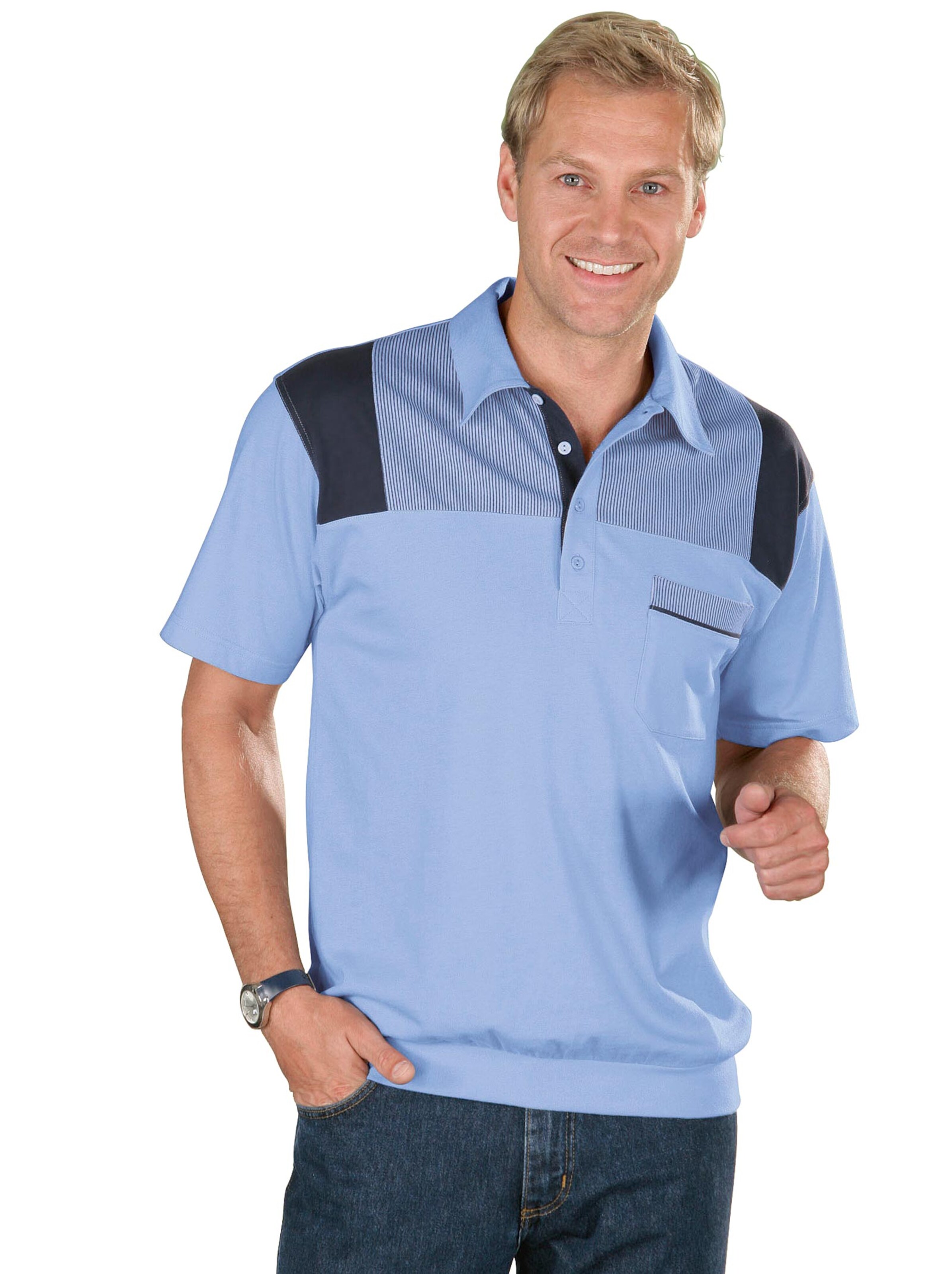 Poloshirt - hellblau-marine