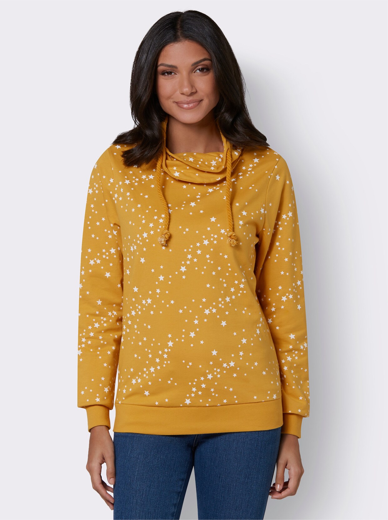 Sweatshirt - oker/ecru bedrukt