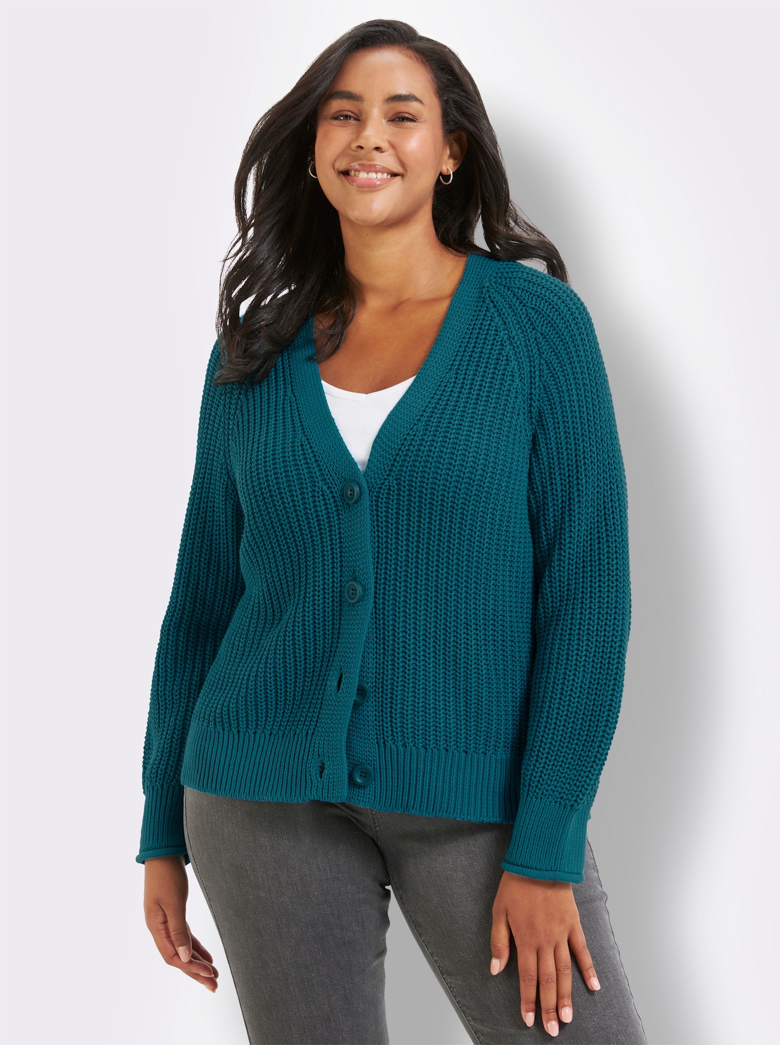Strickjacke in Grobstrick-Muster - aquapetrol