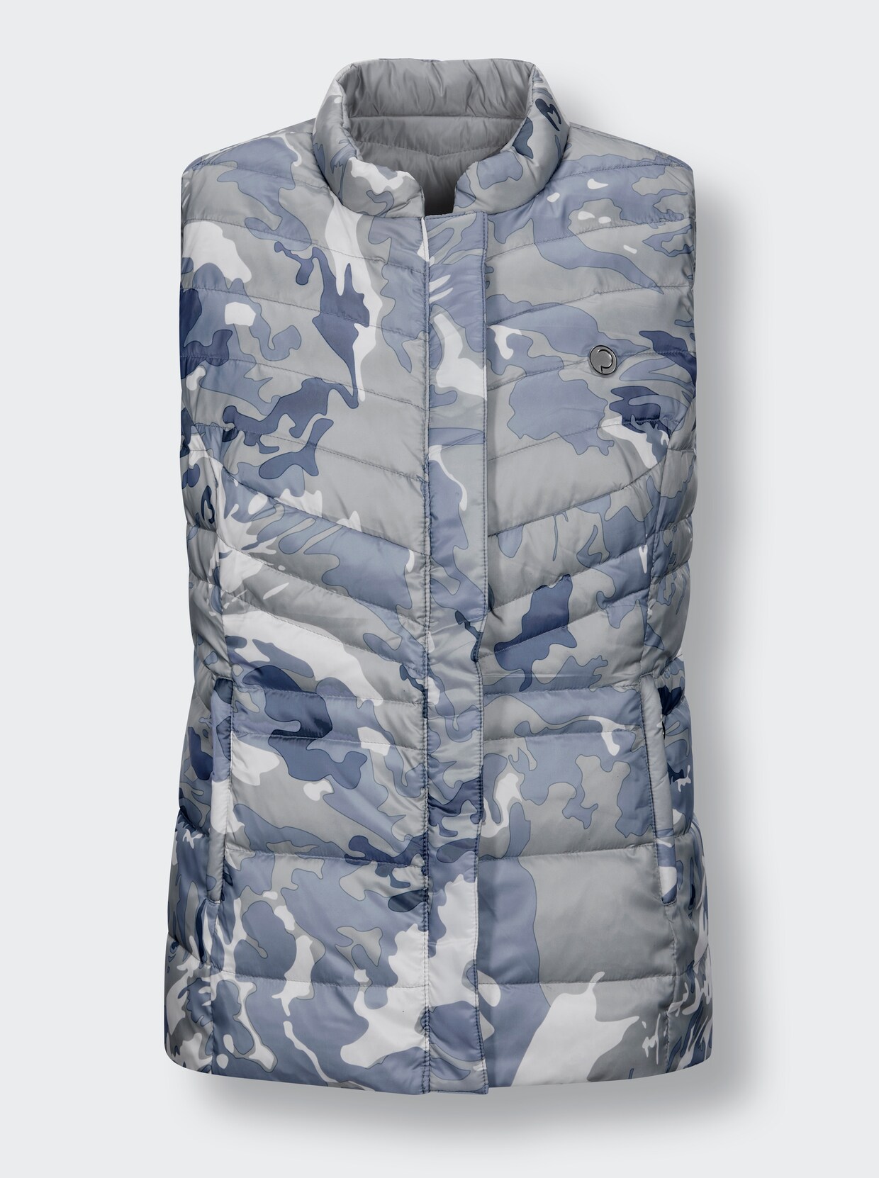 CREATION L PREMIUM Keerbaar donzen gilet - steengrijs + steengrijs bedrukt
